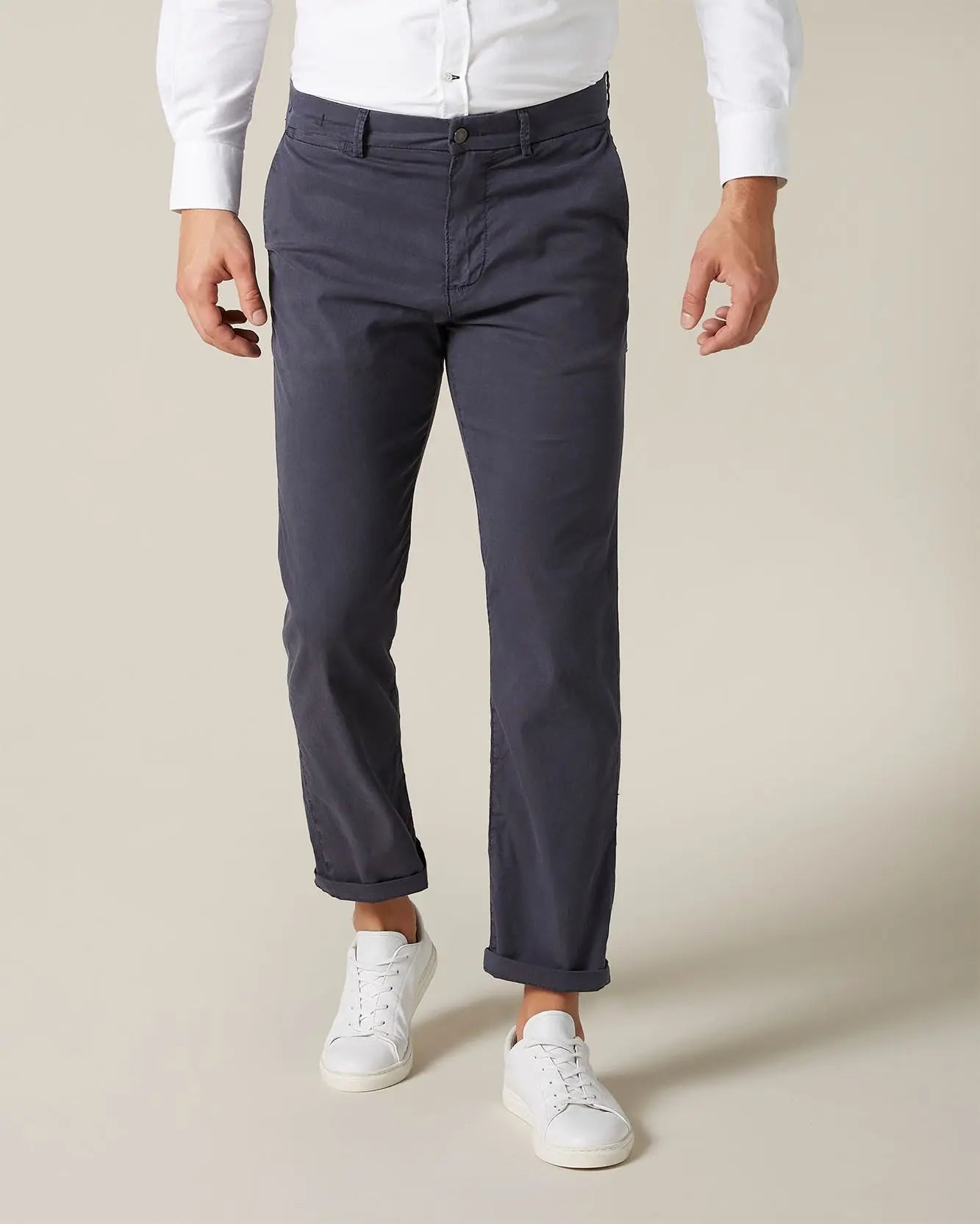 Dark Blue SLIMMY CHINO Cotton Tencell Navy - BEVAVA