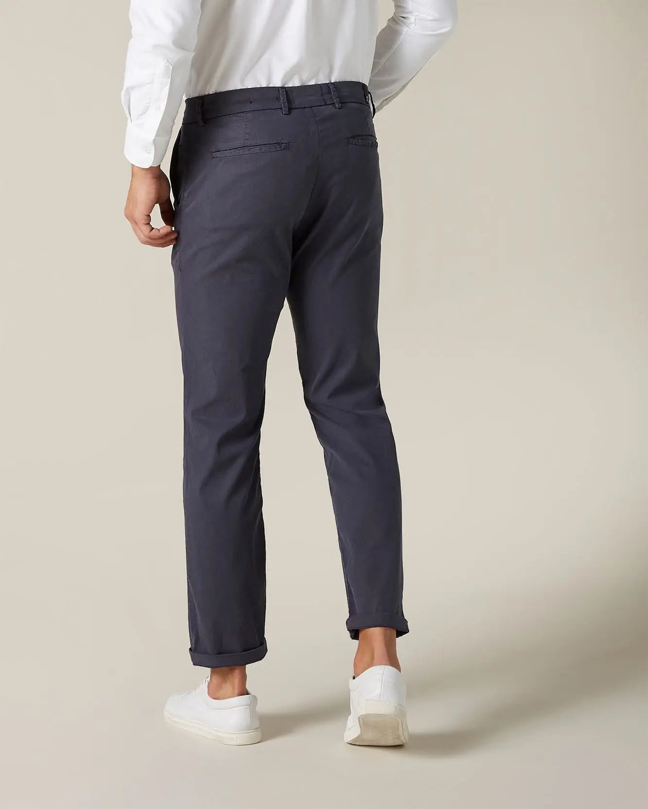 Dark Blue SLIMMY CHINO Cotton Tencell Navy - BEVAVA