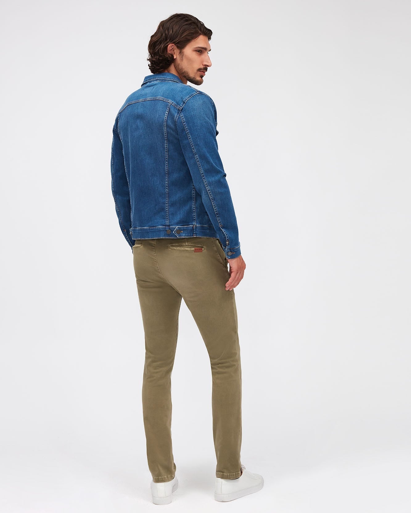 Kaki SLIMMY CHINO TAP. Luxe Per. Sateen Vin. Light Army 7 For All Mankind