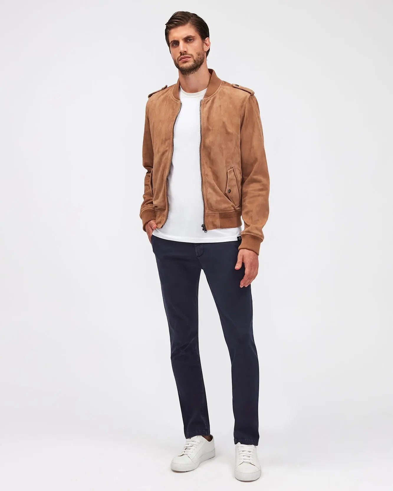 Dark Blue SLIMMY CHINO TAP. Luxe Per. Sateen Vin. Light Army - BEVAVA