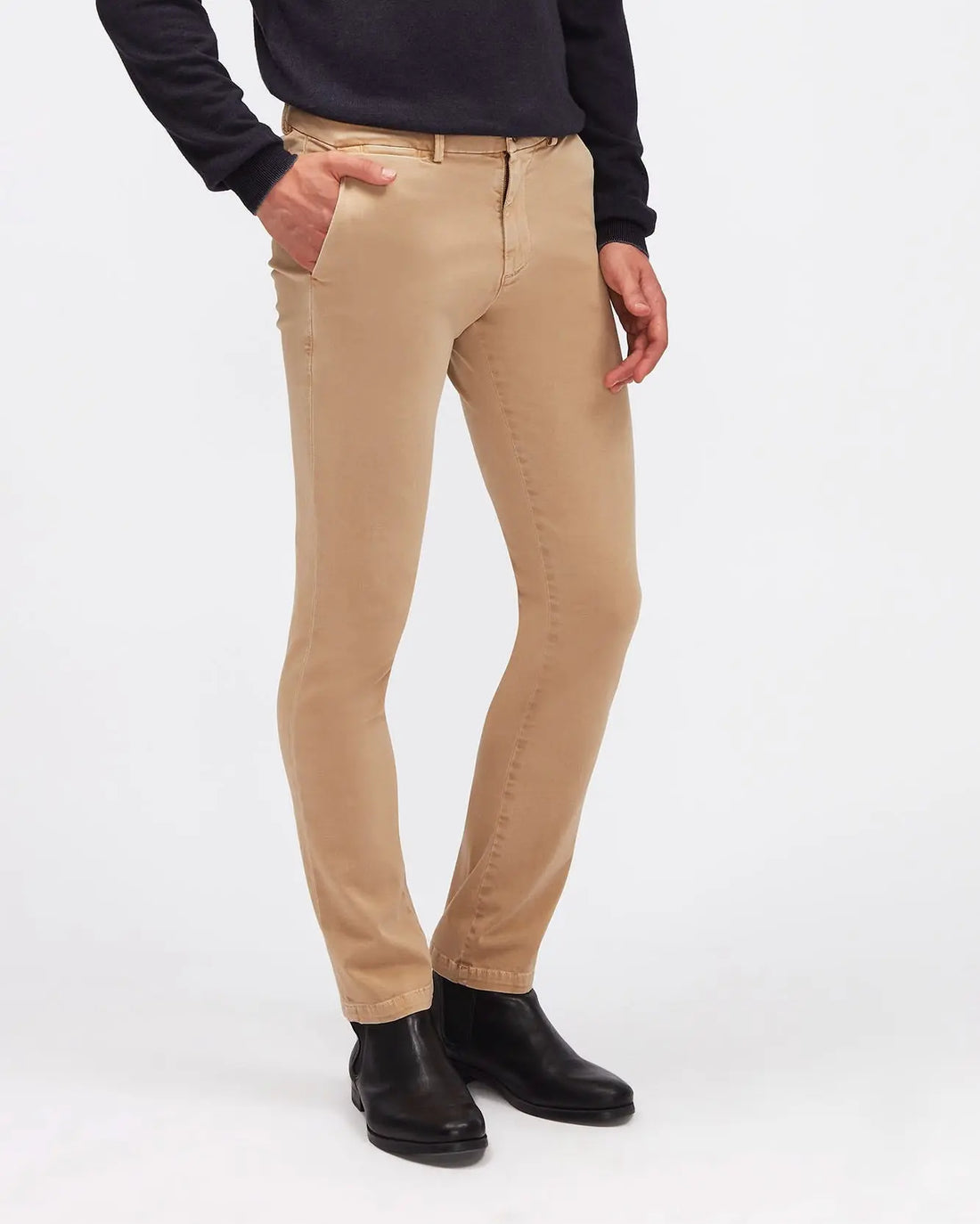 Beige SLIMMY CHINO TAP. Luxe Per. Sateen Vin. Light Army - BEVAVA