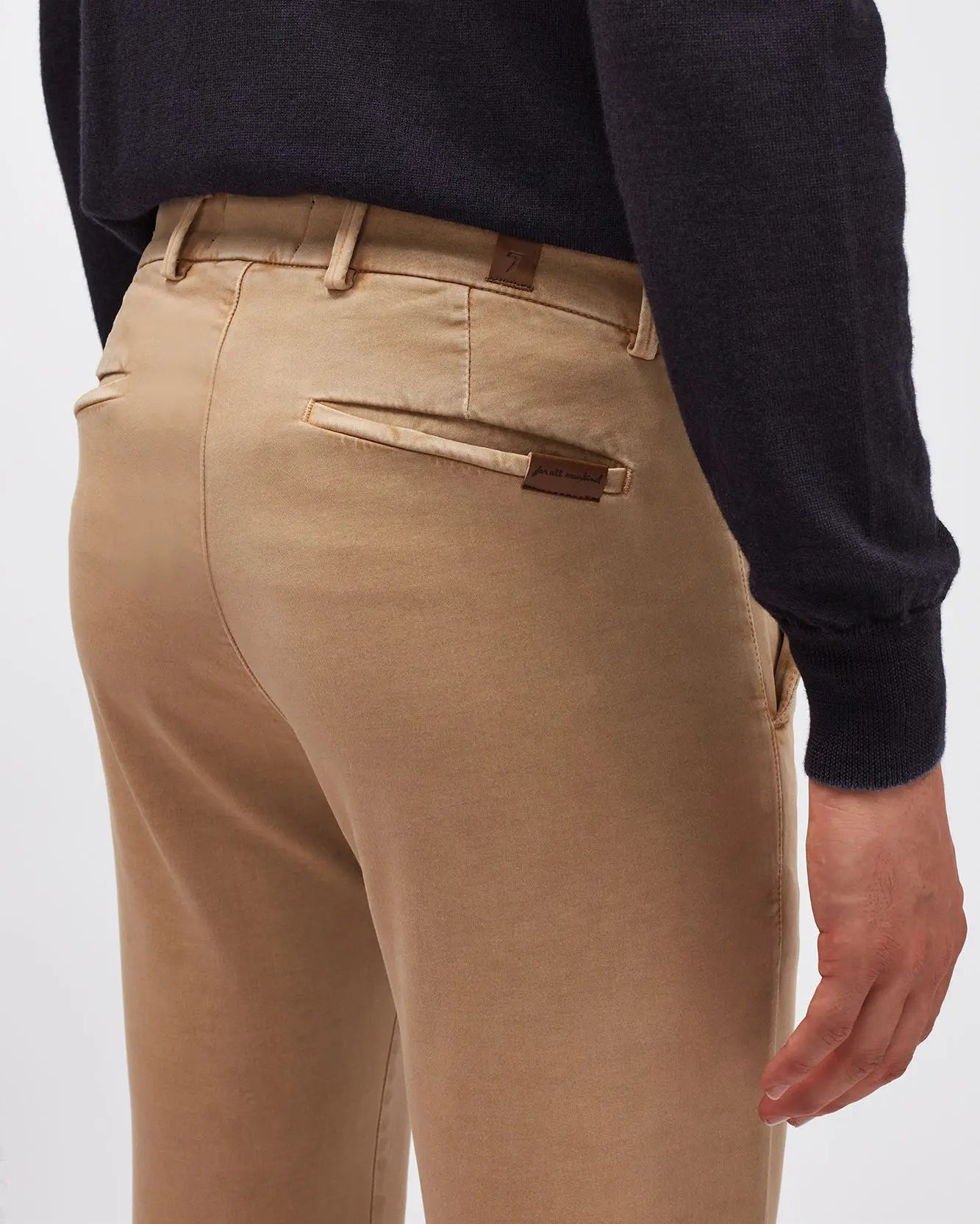Beige SLIMMY CHINO TAP. Luxe Per. Sateen Vin. Light Army - BEVAVA