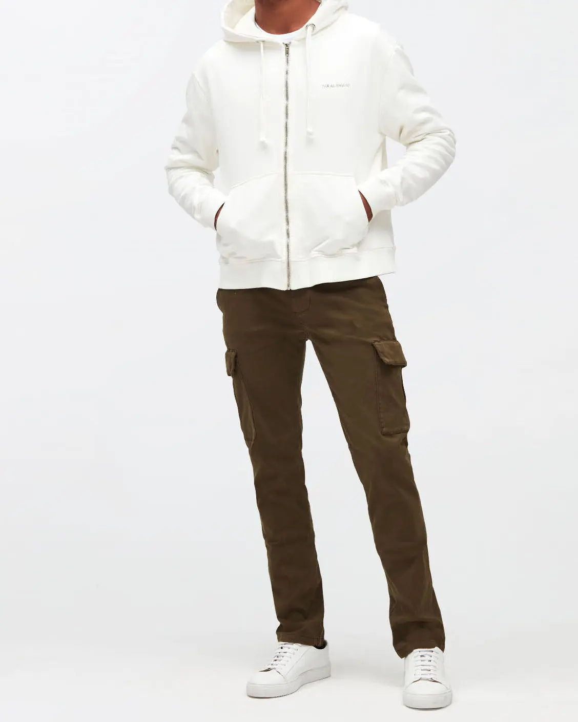 Kaki Slimmy Tap. Cargo Chino Luxe Per. Sateen Army - BEVAVA