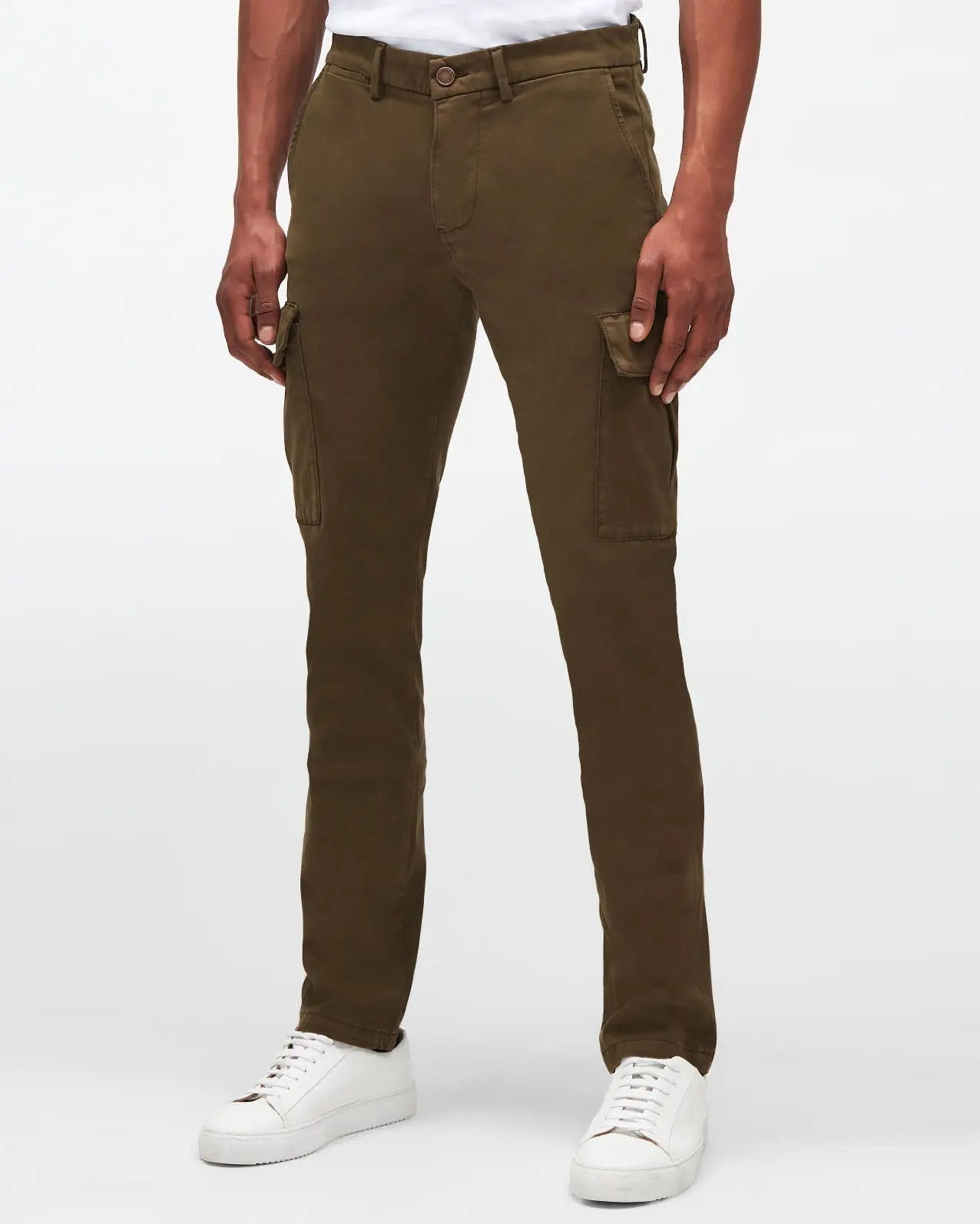 Kaki Slimmy Tap. Cargo Chino Luxe Per. Sateen Army - BEVAVA