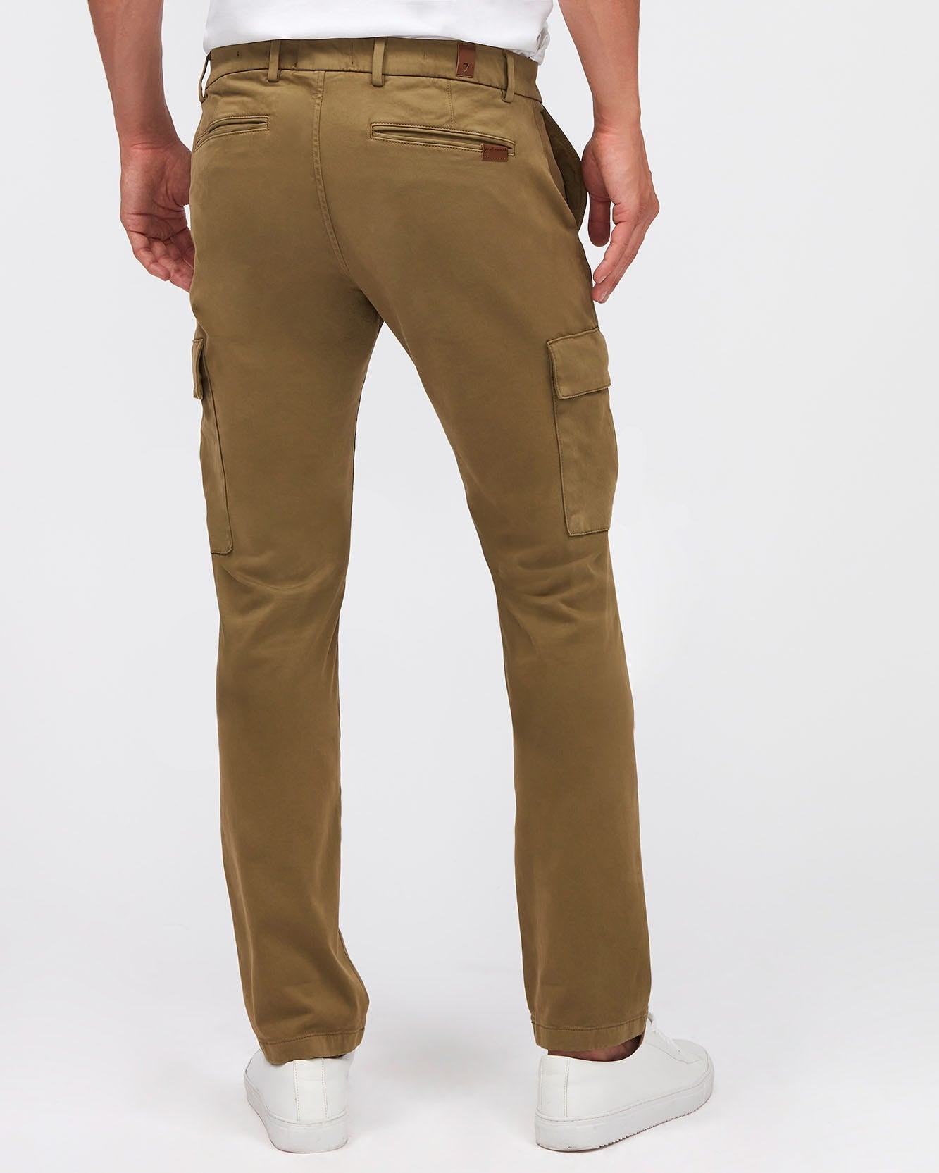 Kaki SLIMMY TAP.CARGO CHINO Luxe Per. Sateen Light Army 7 For All Mankind