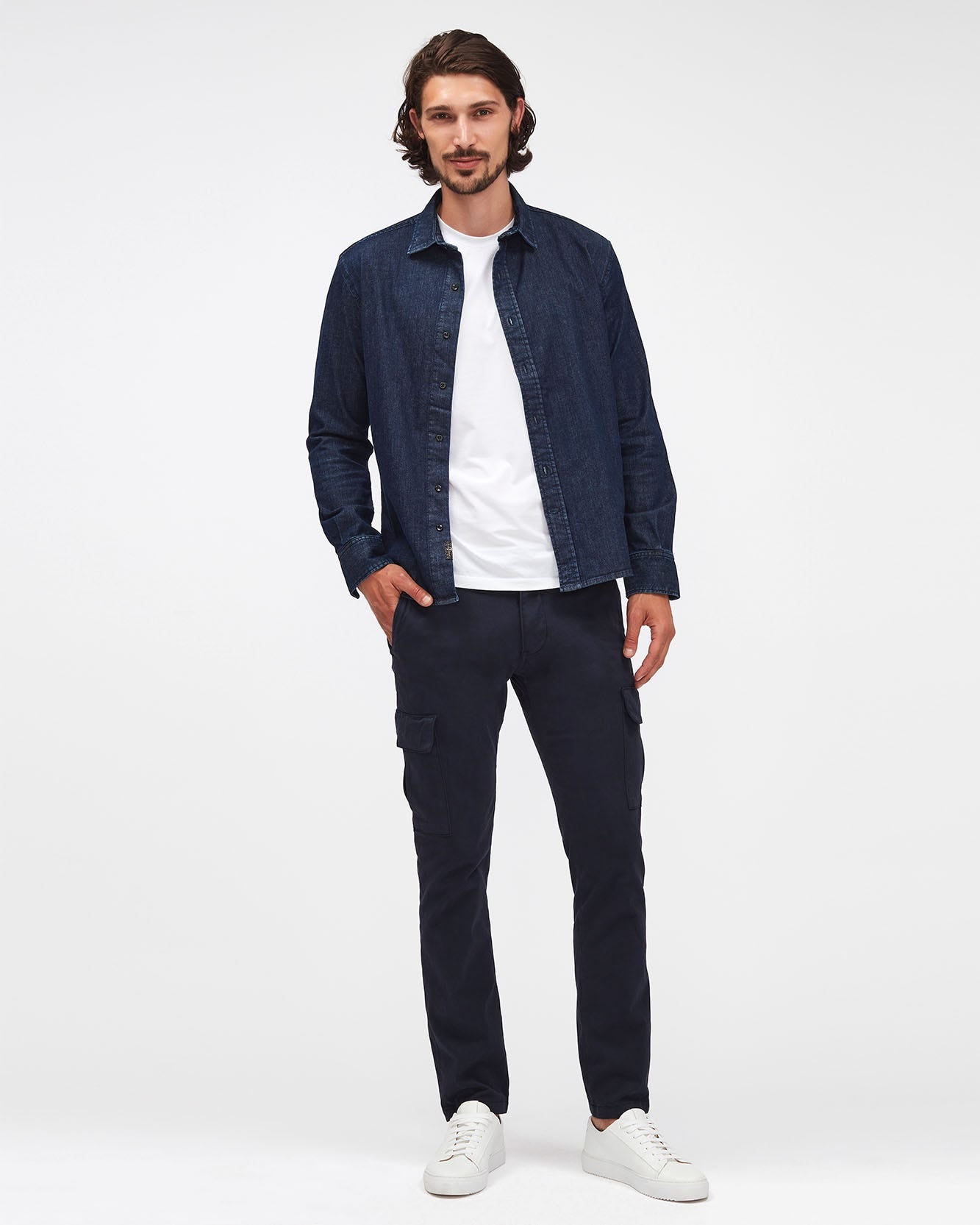 Dark Blue SLIMMY TAP.CARGO CHINO Luxe Per. Sateen Light Army 7 For All Mankind