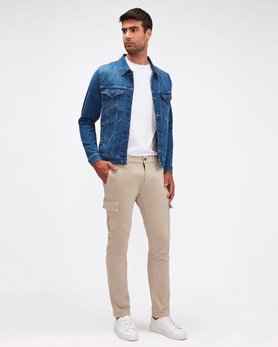 Beige SLIMMY TAP.CARGO CHINO Luxe Per. Sateen Light Army 7 For All Mankind