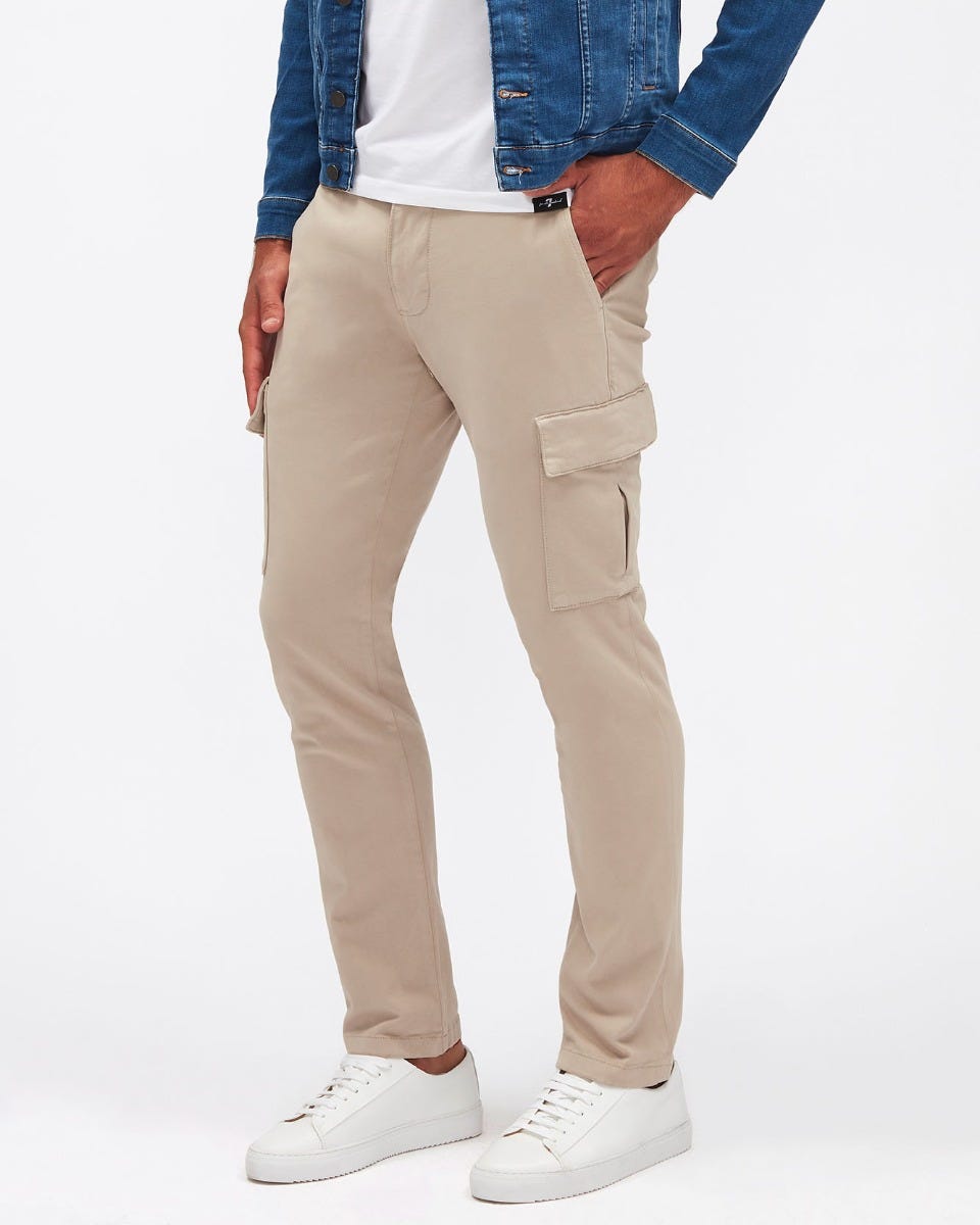 Beige SLIMMY TAP.CARGO CHINO Luxe Per. Sateen Light Army 7 For All Mankind