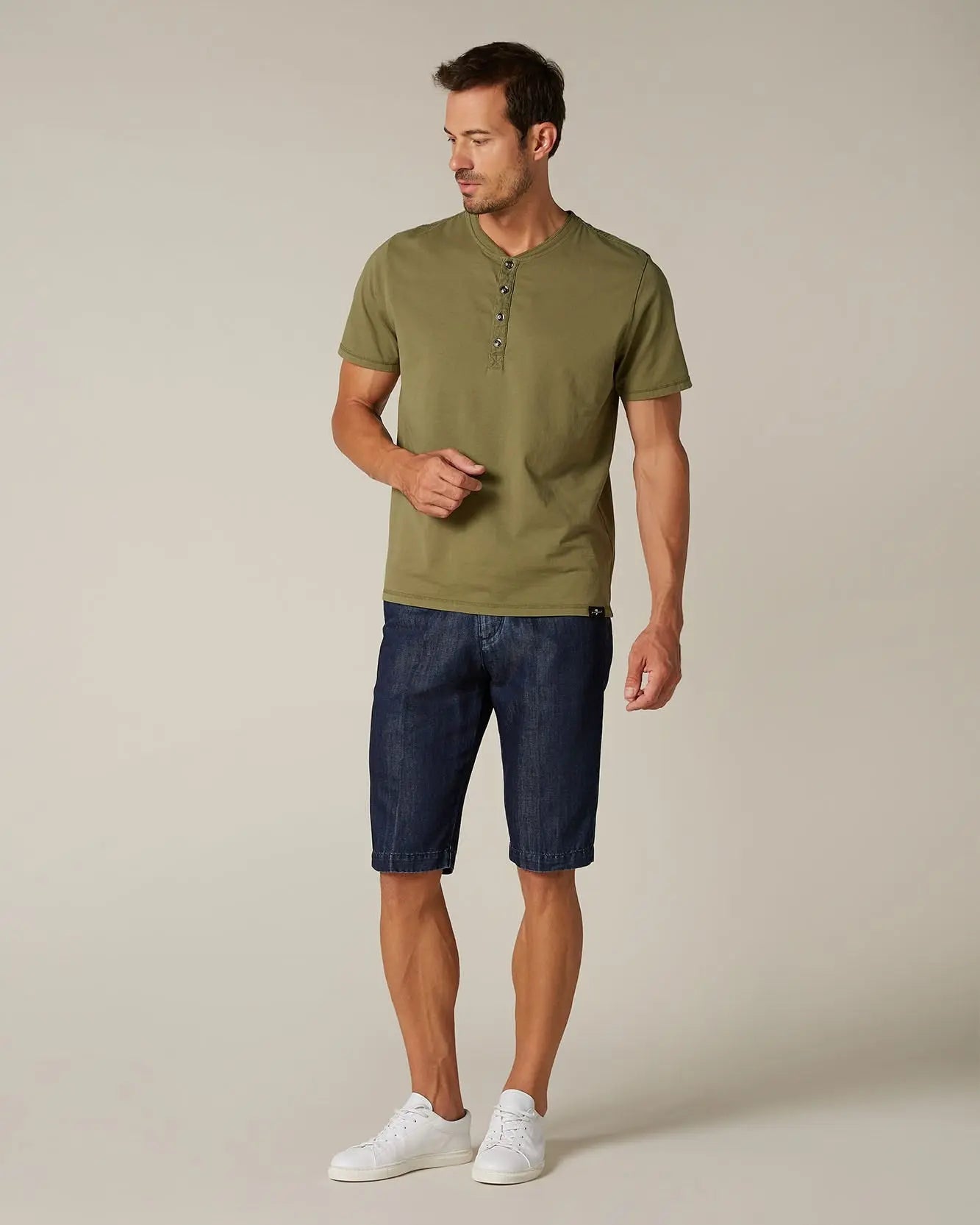 Dark Blue Slimmy Chino Short Cotton Linen Dark Blue - BEVAVA