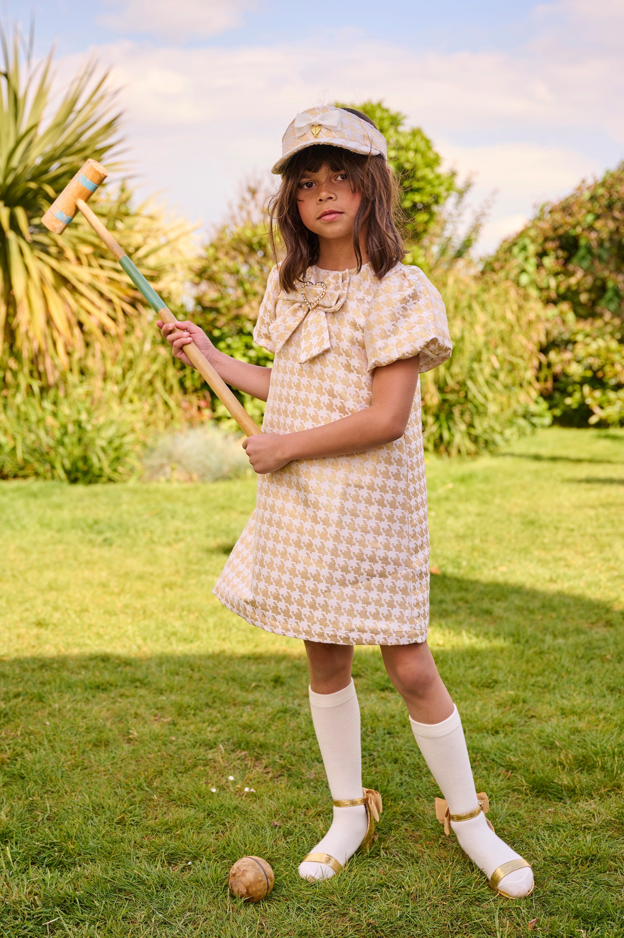 Liliana Houndstooth Dress Snowdrop - BEVAVA