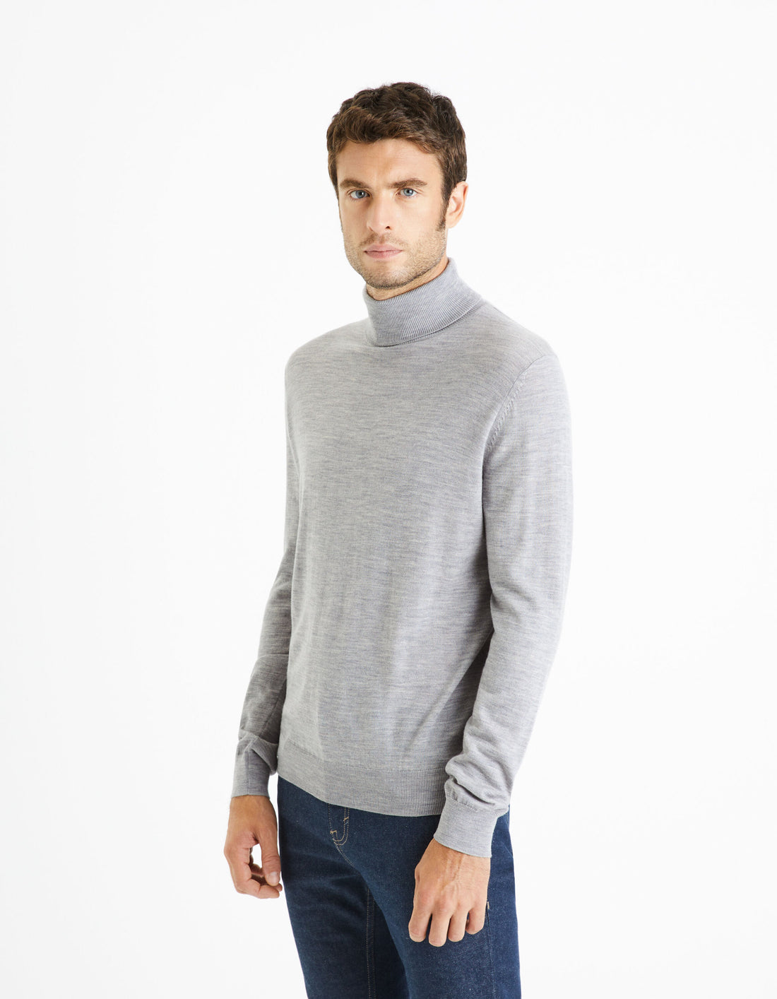 Turtleneck Sweater 100% Merino Wool_MENOS_GREY MEL_01