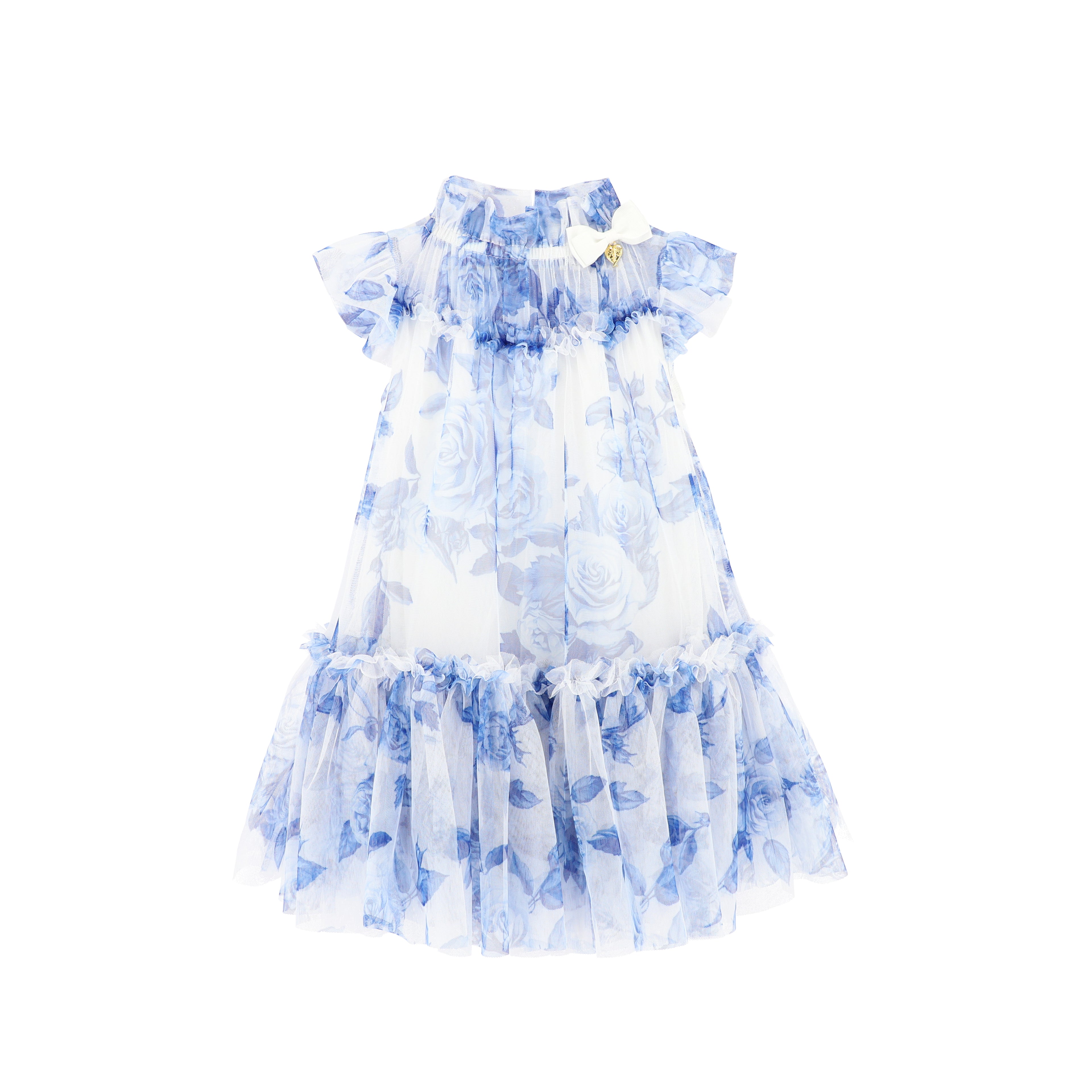 Marigold Blue Flower Dress Snowdrop - BEVAVA