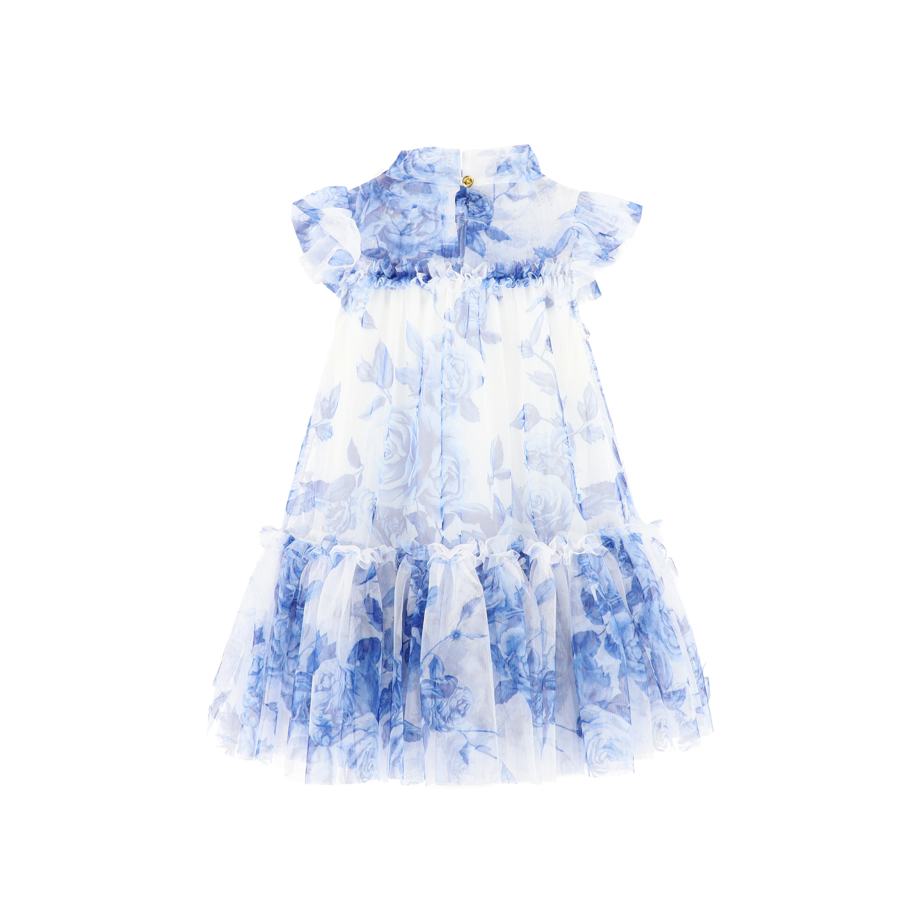 Marigold Blue Flower Dress Snowdrop - BEVAVA