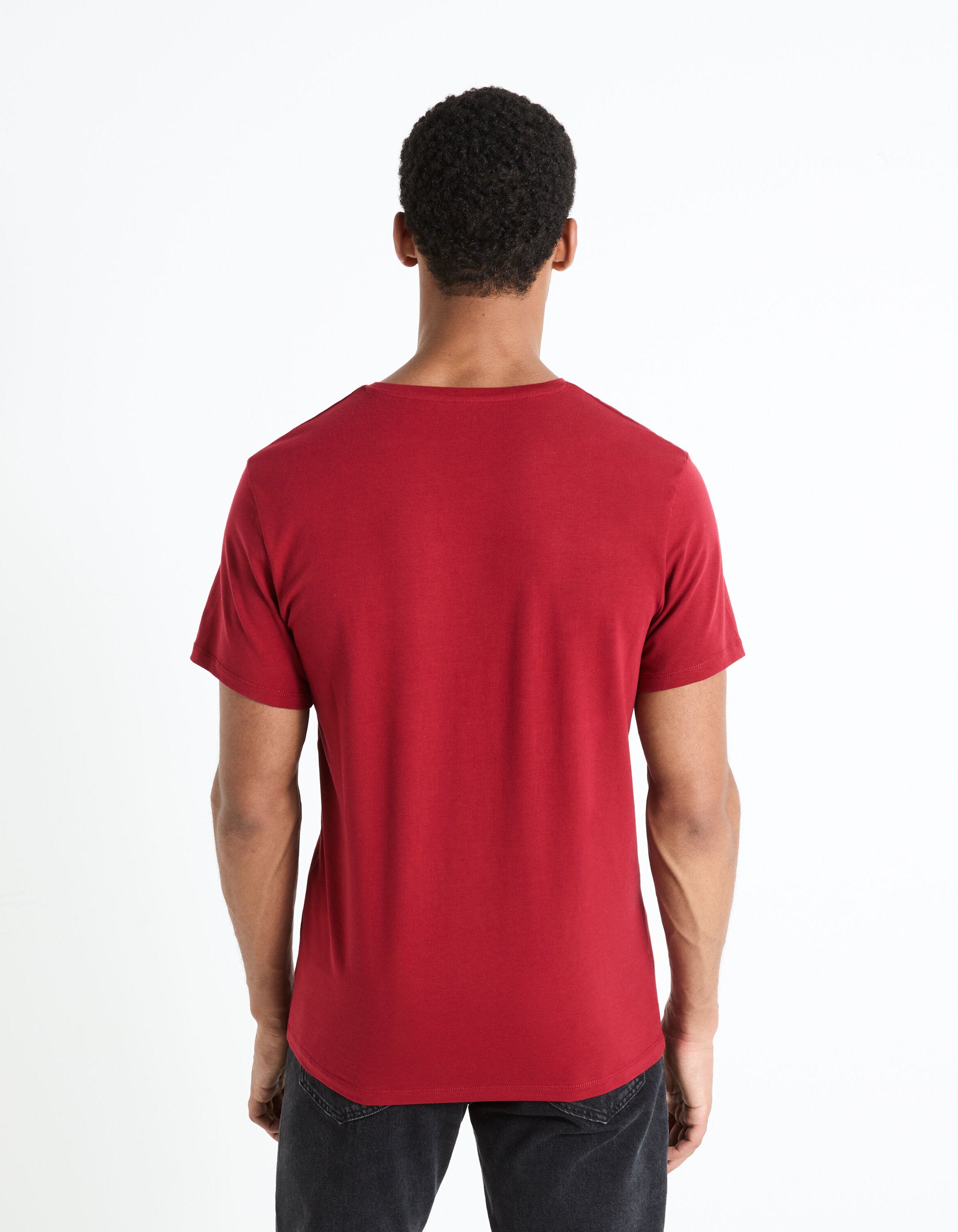 Stretch Cotton V-Neck T-Shirt_NEUNIV_BURGUNDY_04