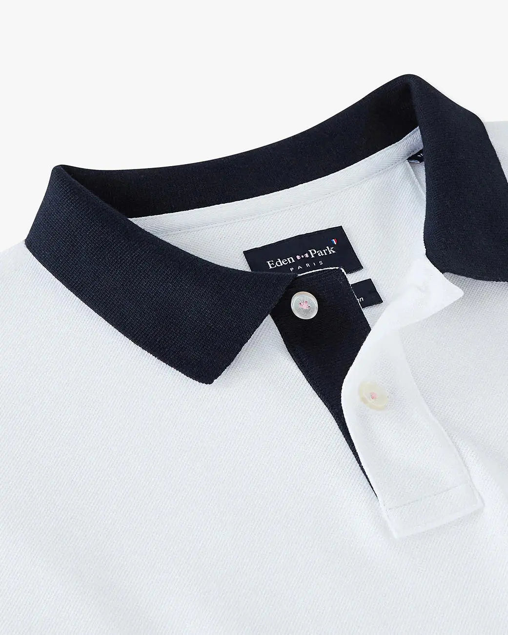 White Short-Sleeved Polo Shirt With Contrasting Detail - BEVAVA