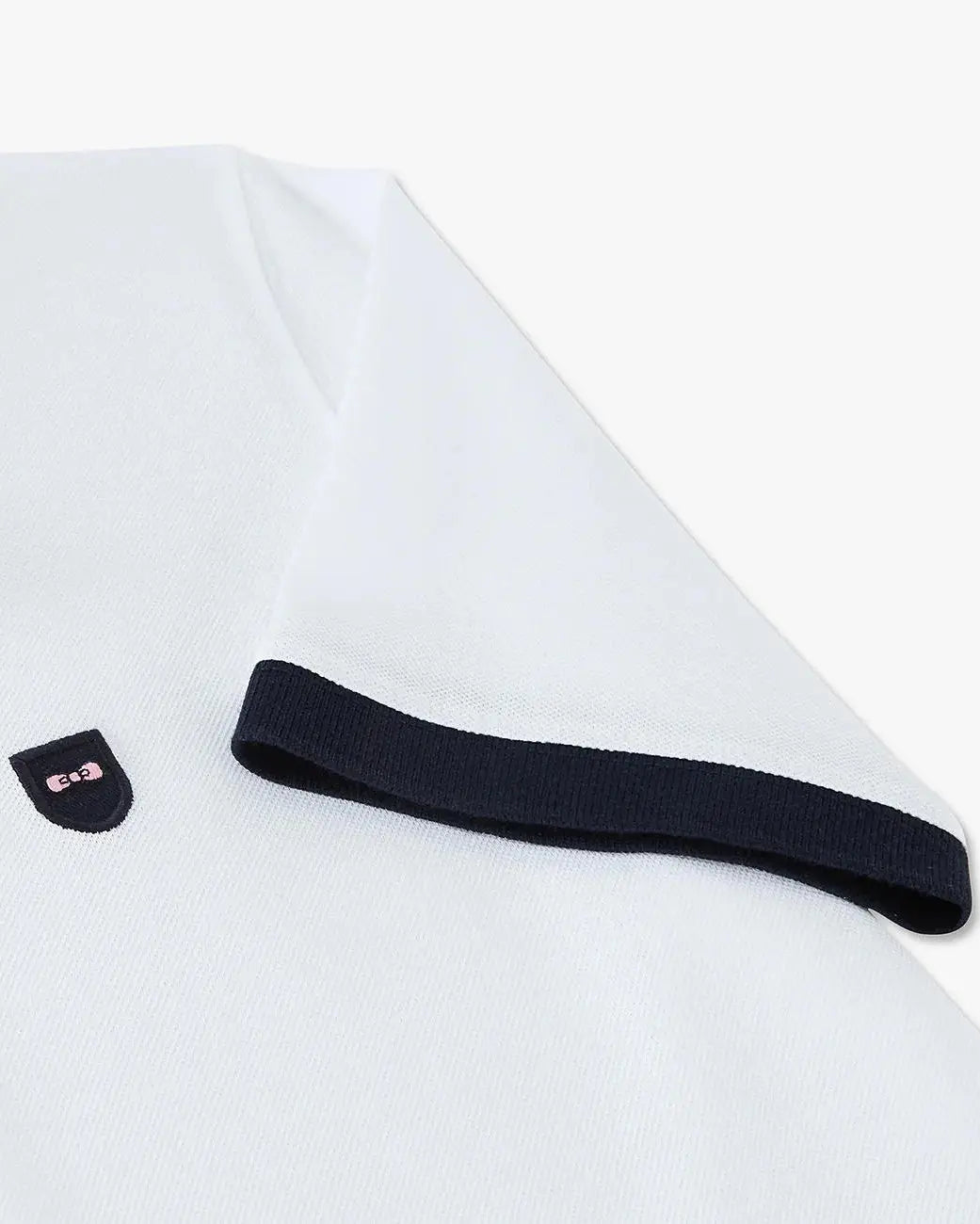 White Short-Sleeved Polo Shirt With Contrasting Detail - BEVAVA