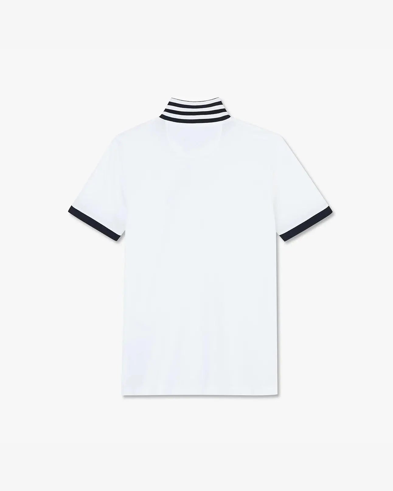 White Short-Sleeved Polo Shirt With Contrasting Detail - BEVAVA