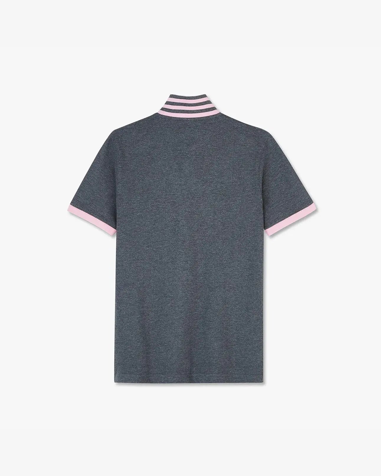 Grey Short-Sleeved Polo Shirt With Contrasting Detail - BEVAVA