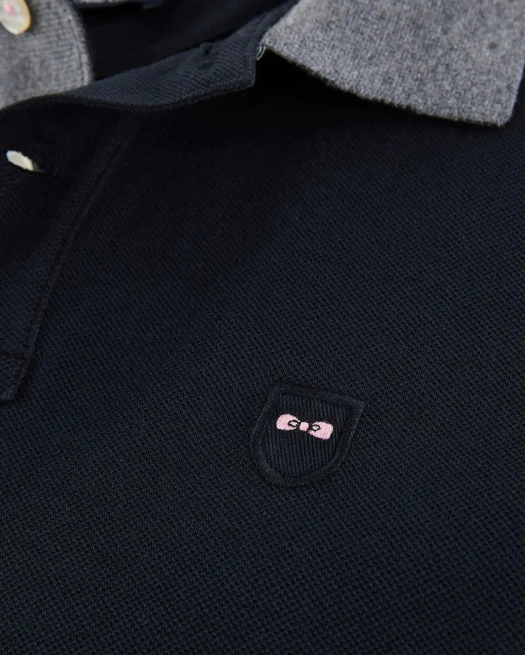 Black Short-Sleeved Polo Shirt With Contrasting Detail - BEVAVA