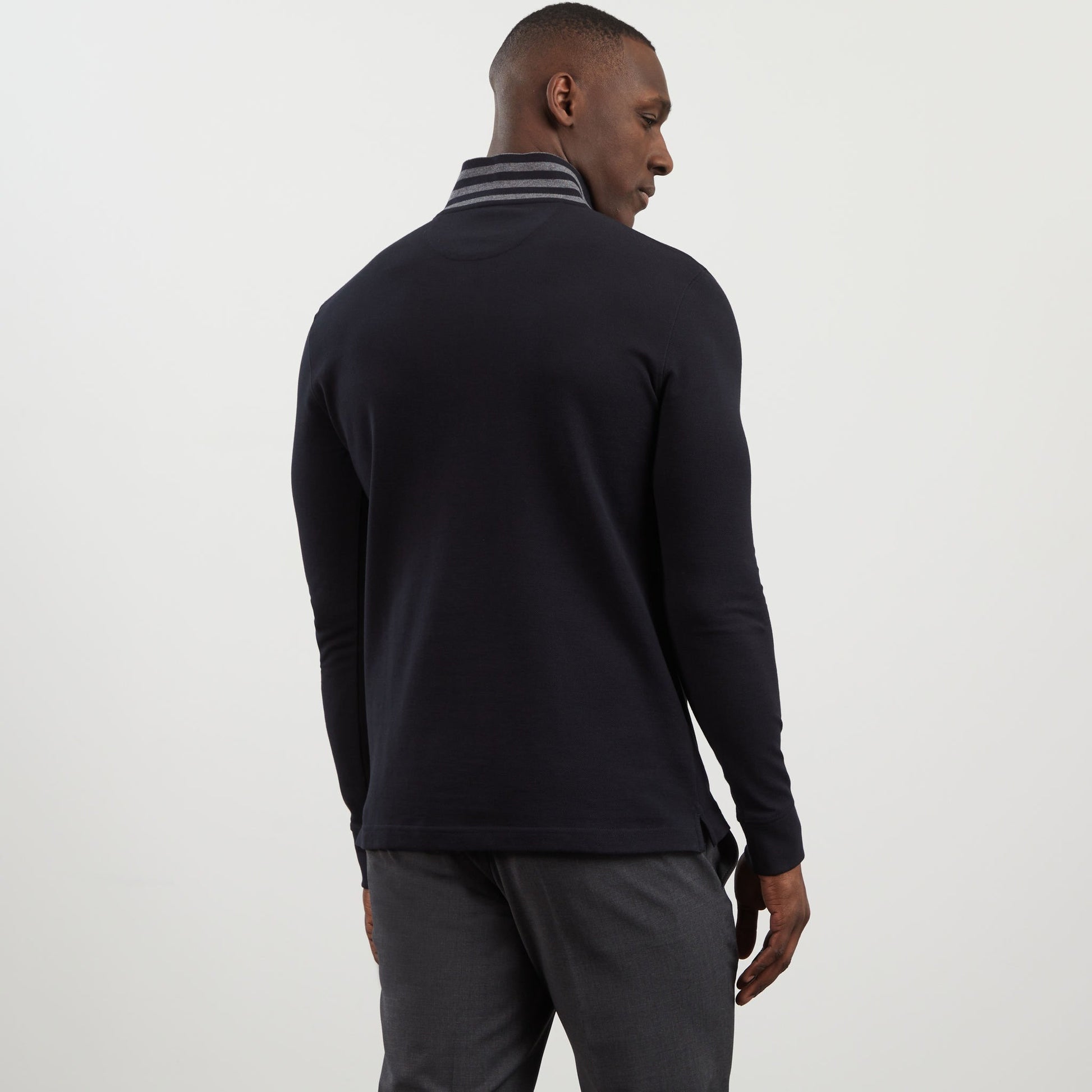 Black Cotton Polo With Contrasting Neck_PPKNIPLE0006_NO_03