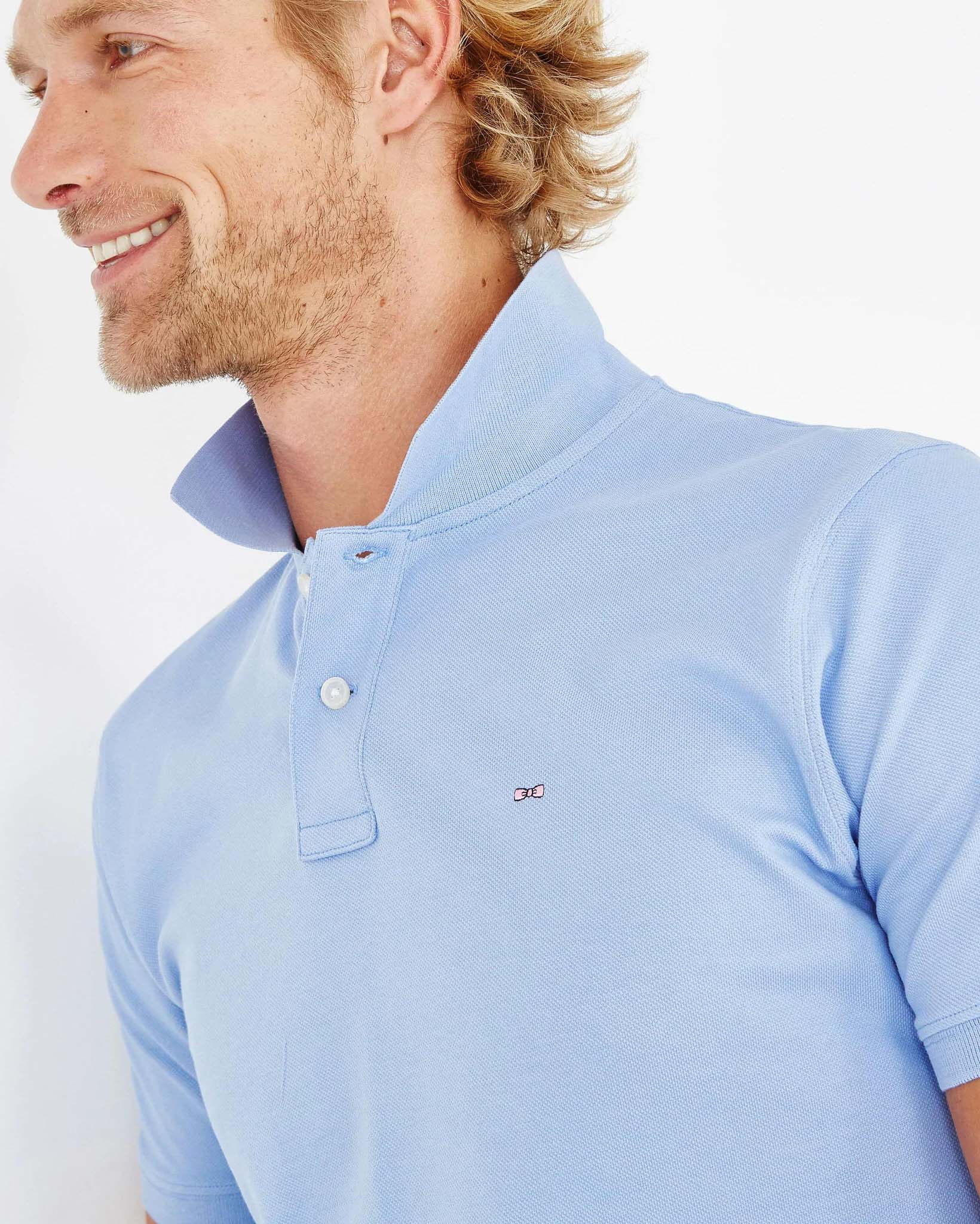 Light Blue Short-Sleeved Polo Shirt - BEVAVA