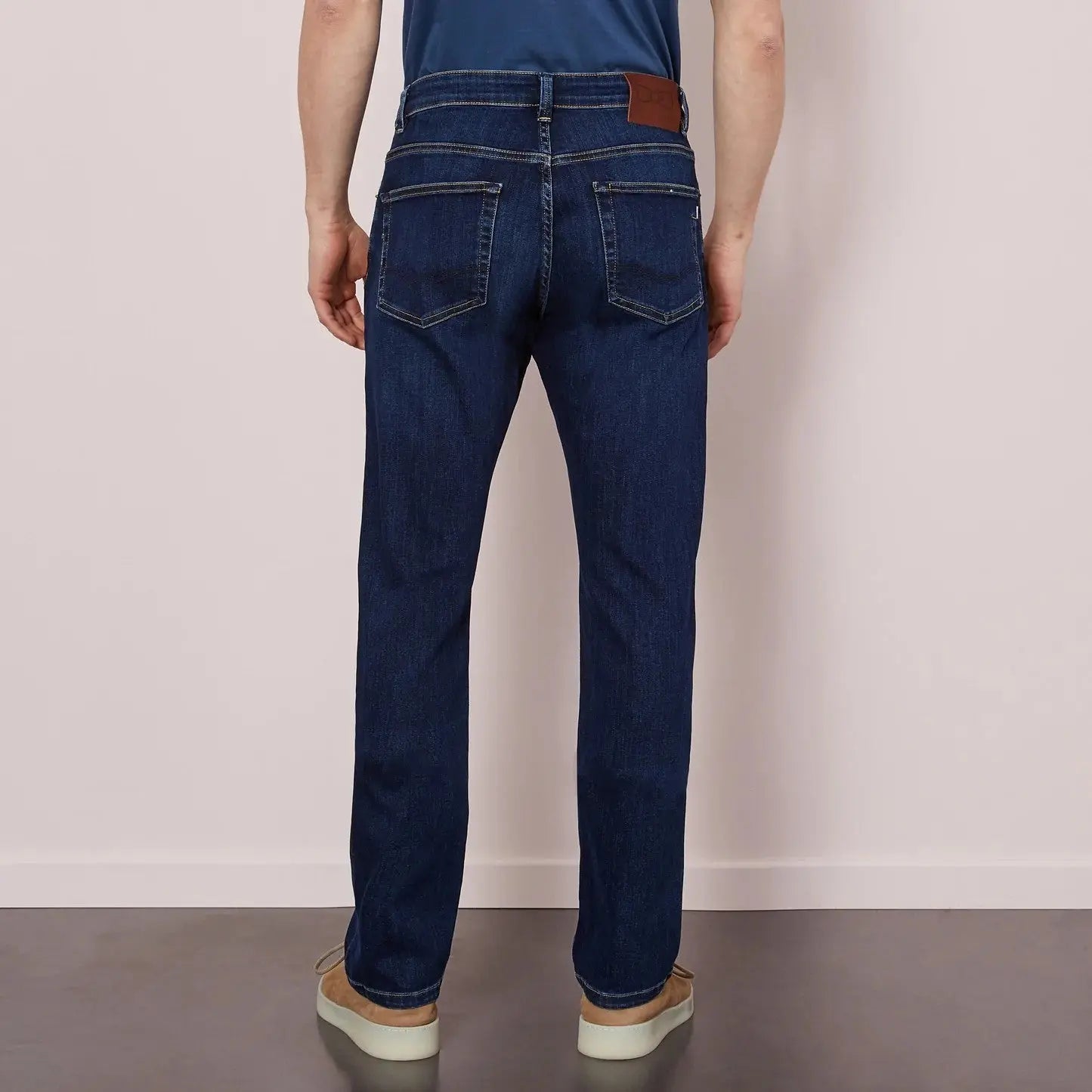 Dark Blue Stretch Cotton Jeans - BEVAVA