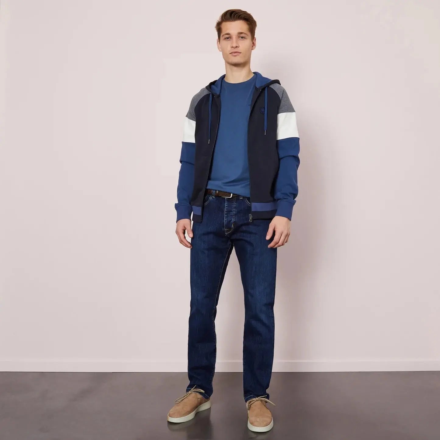 Dark Blue Stretch Cotton Jeans - BEVAVA