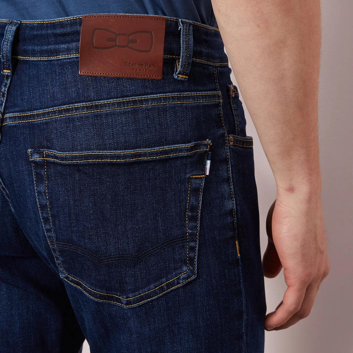 Dark Blue Stretch Cotton Jeans - BEVAVA