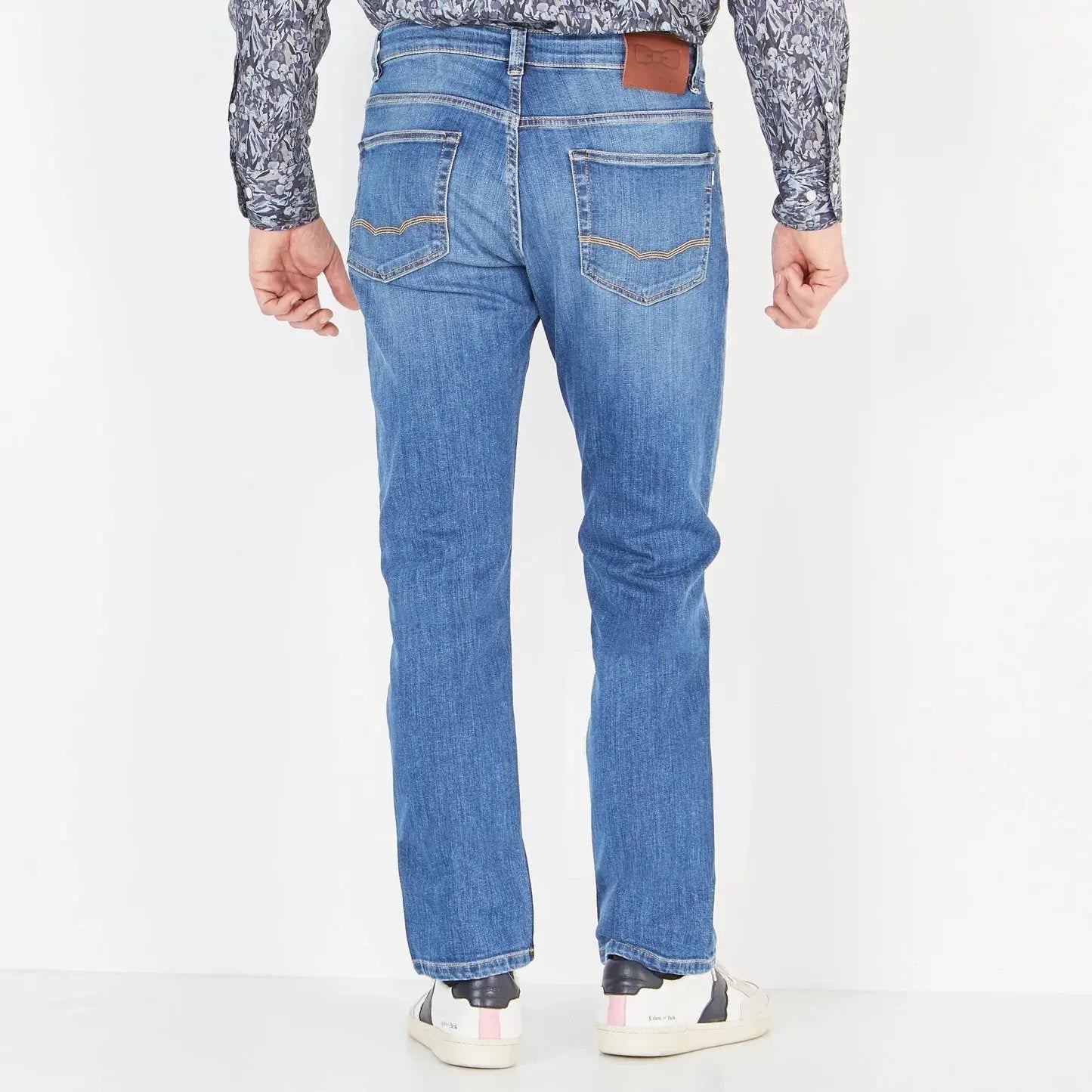 Light Blue Stretch Cotton Jeans - BEVAVA