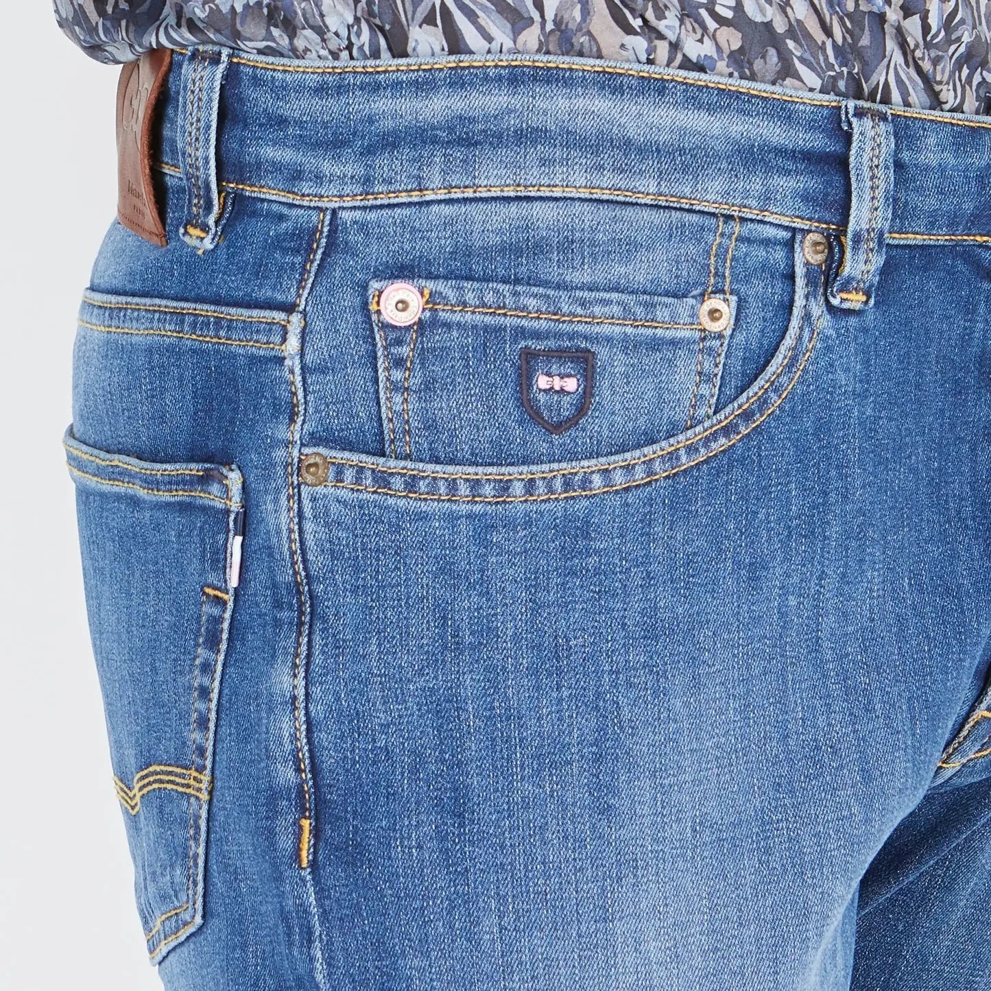 Light Blue Stretch Cotton Jeans - BEVAVA