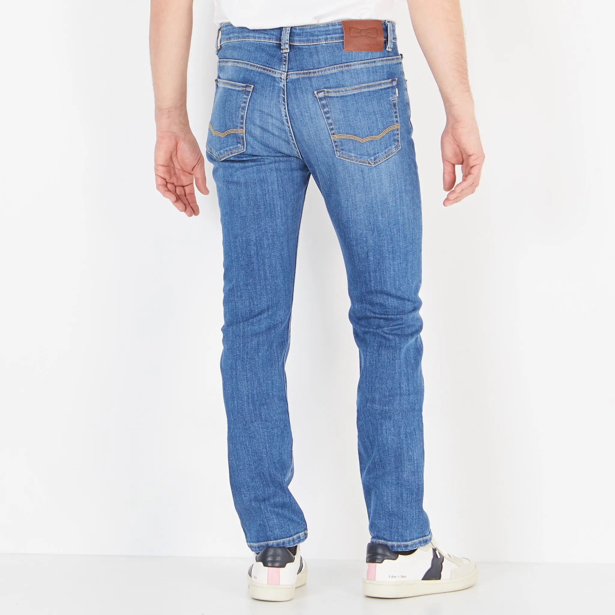 Light Blue Stretch Cotton Jeans - BEVAVA