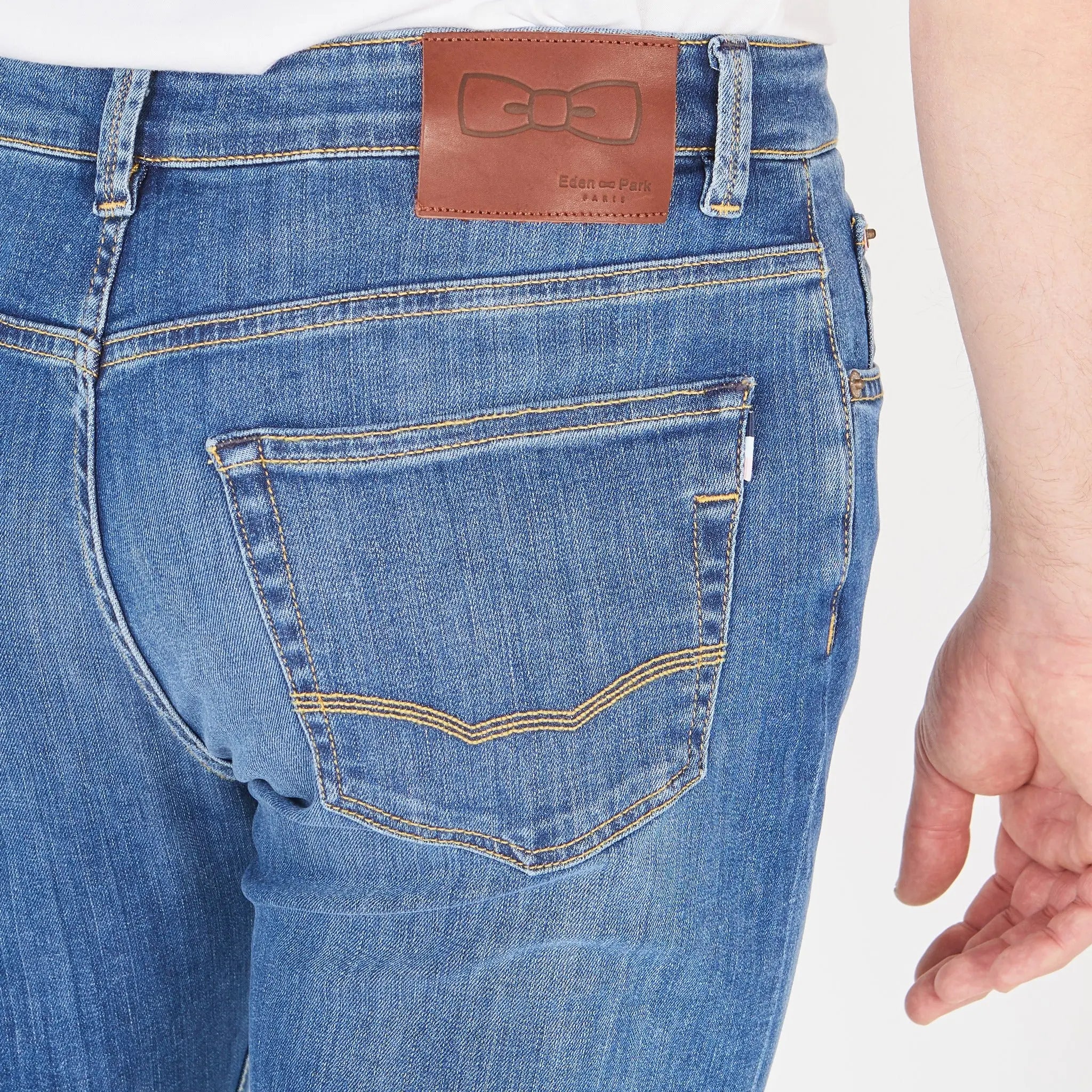 Light Blue Stretch Cotton Jeans - BEVAVA