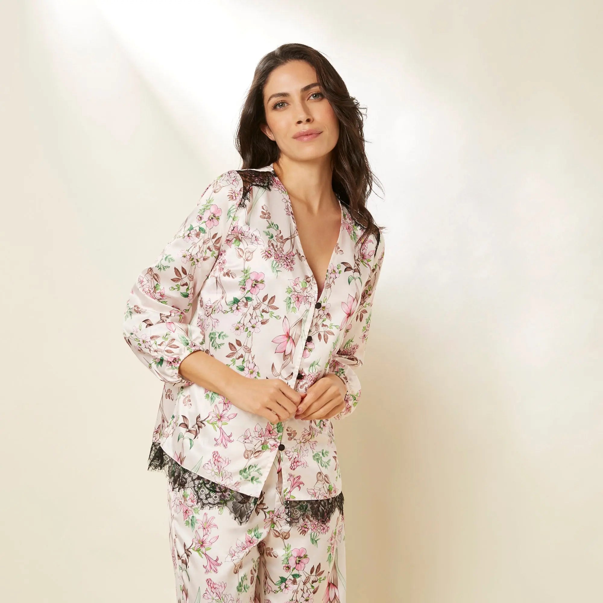 Printed Long-Pyjamas With Front Open - BEVAVA