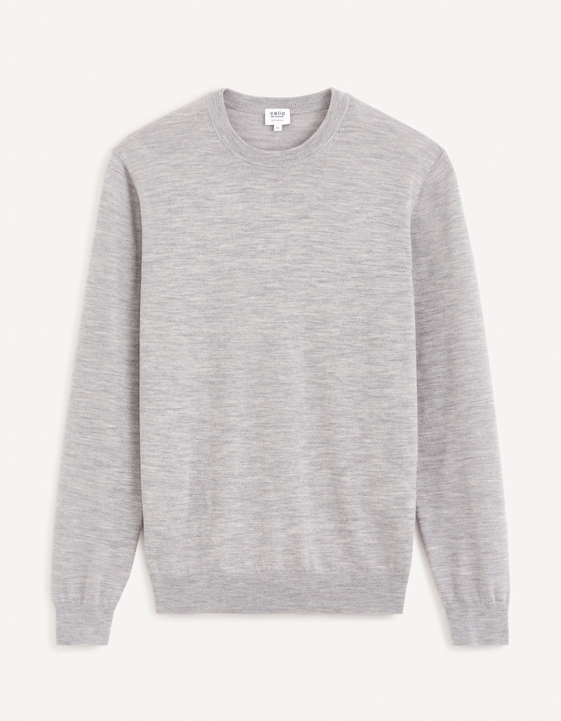 Round Neck Sweater 100% Merino Wool_SEMERIROND_GREY MEL_02