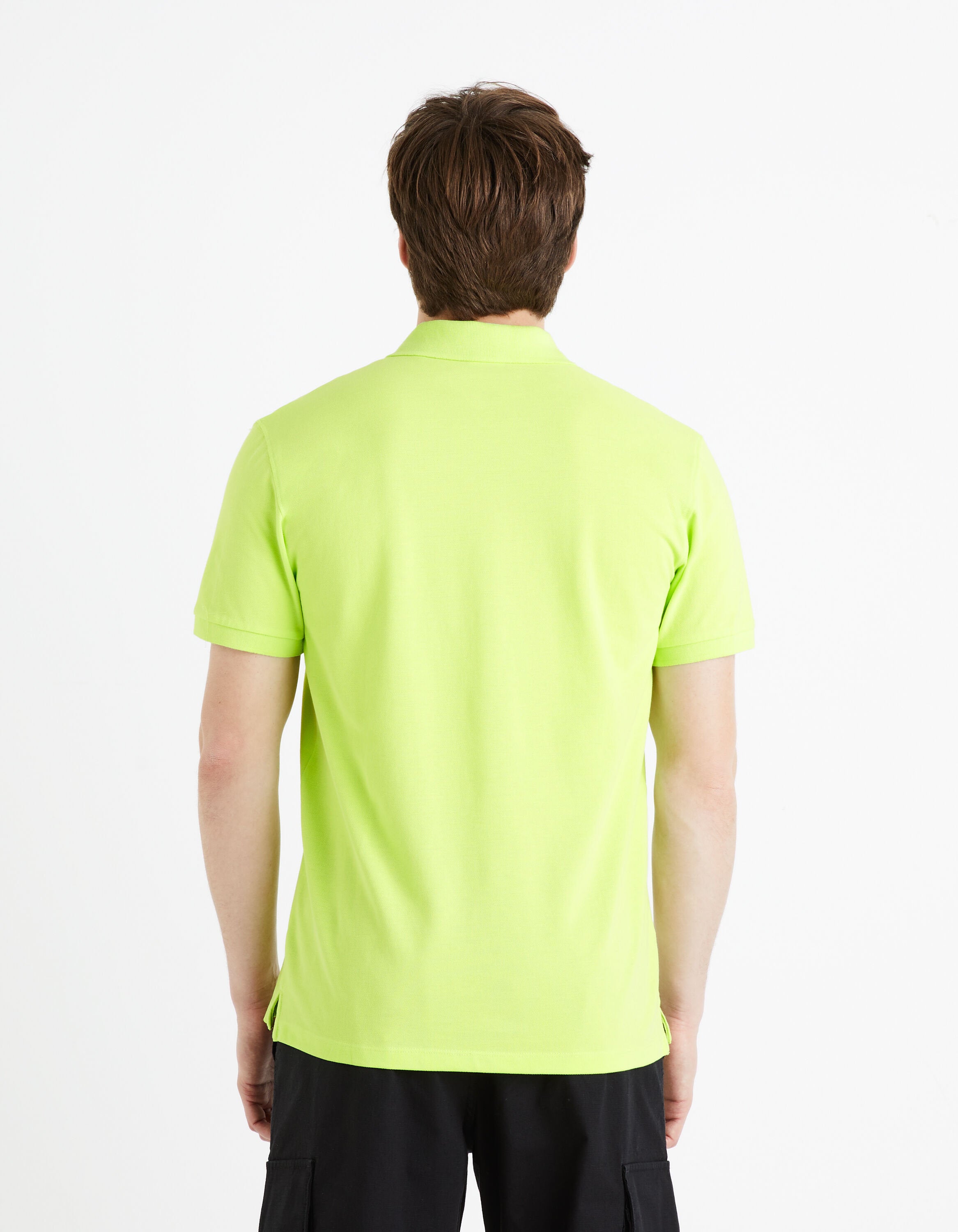 100% Cotton Pique Polo Shirt_TEONE_ACID GREEN_04