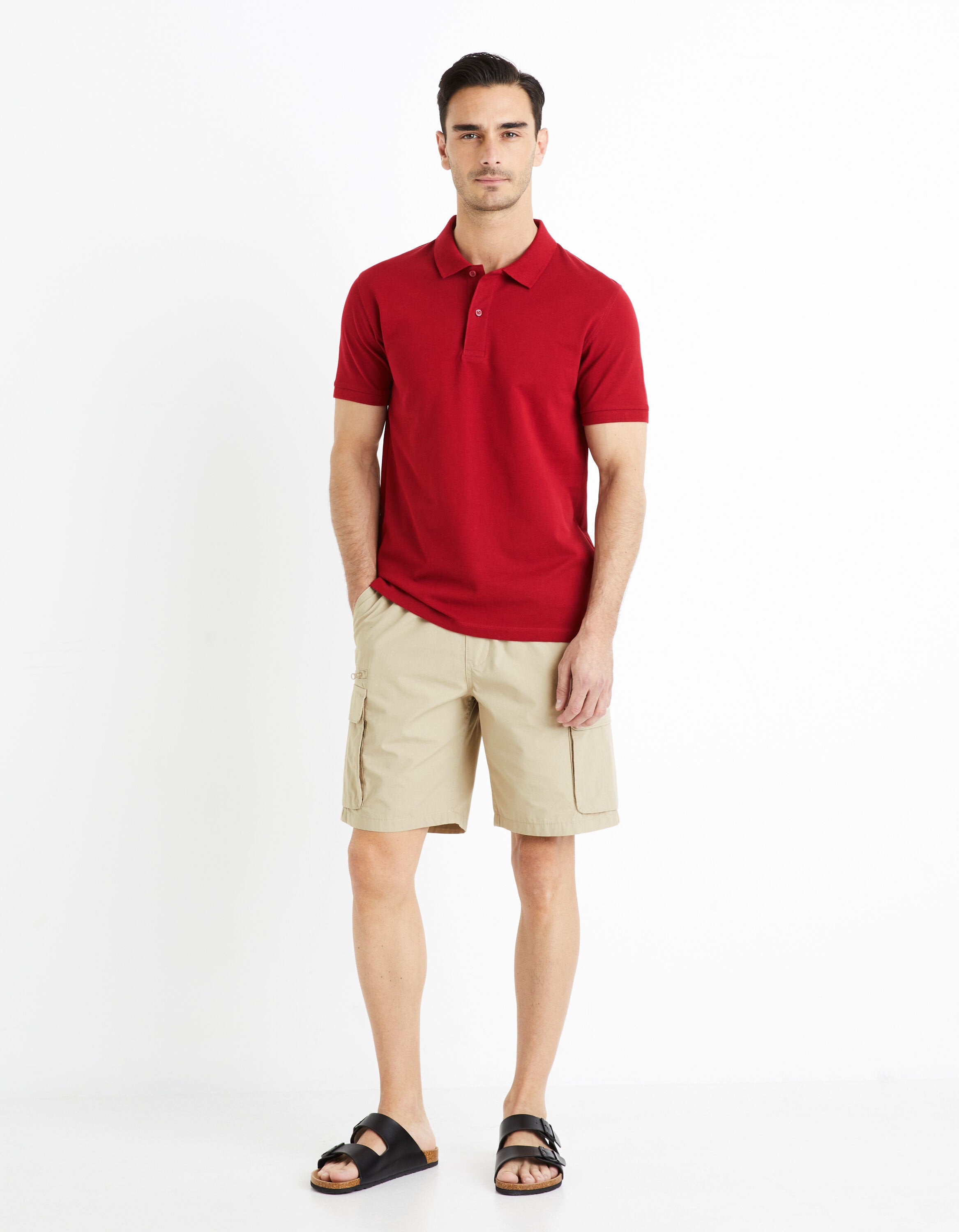 100% Cotton Pique Polo Shirt_TEONE_BORDEAUX_02