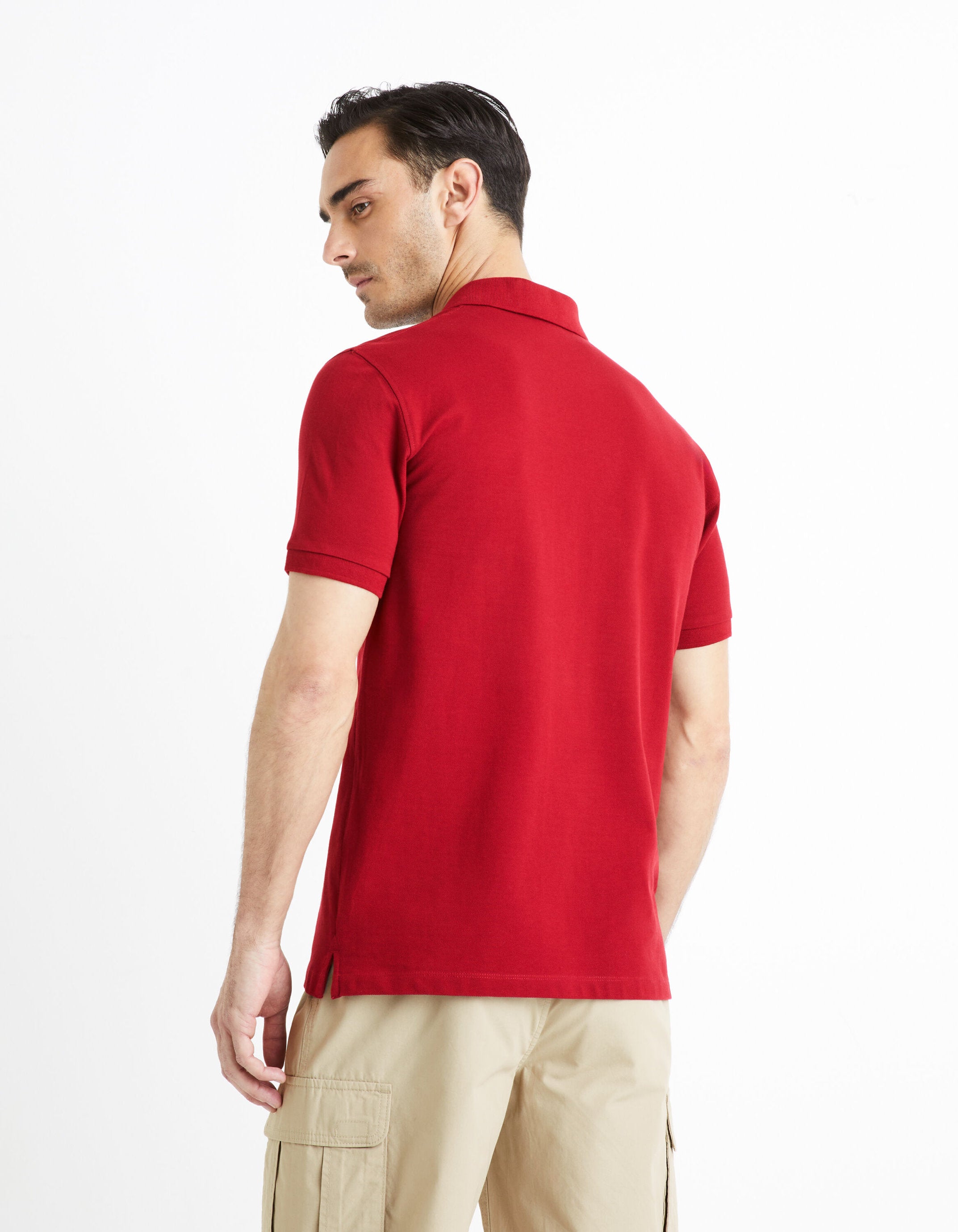100% Cotton Pique Polo Shirt_TEONE_BORDEAUX_04