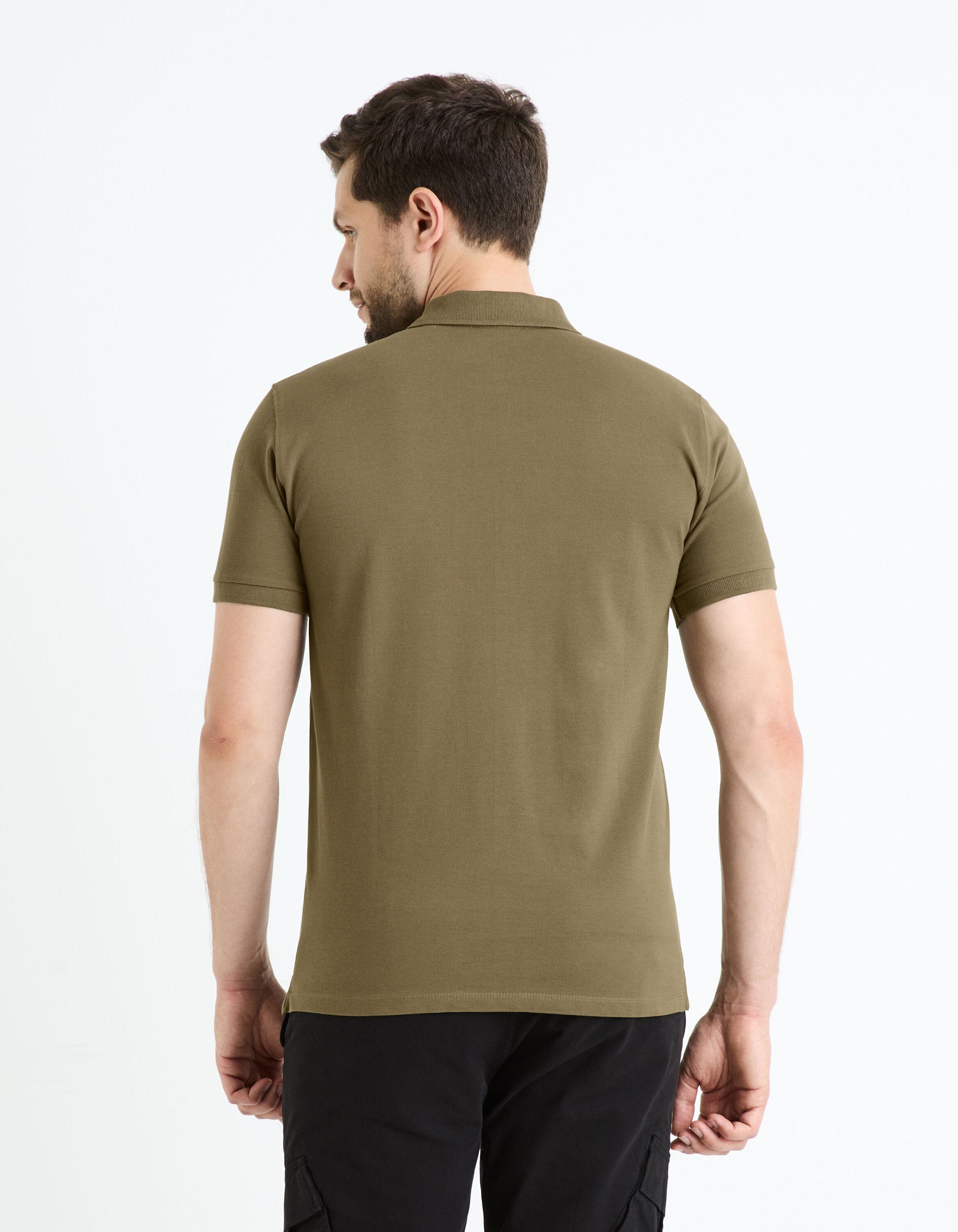 100% Cotton Pique Polo Shirt_TEONE_KAKI_04