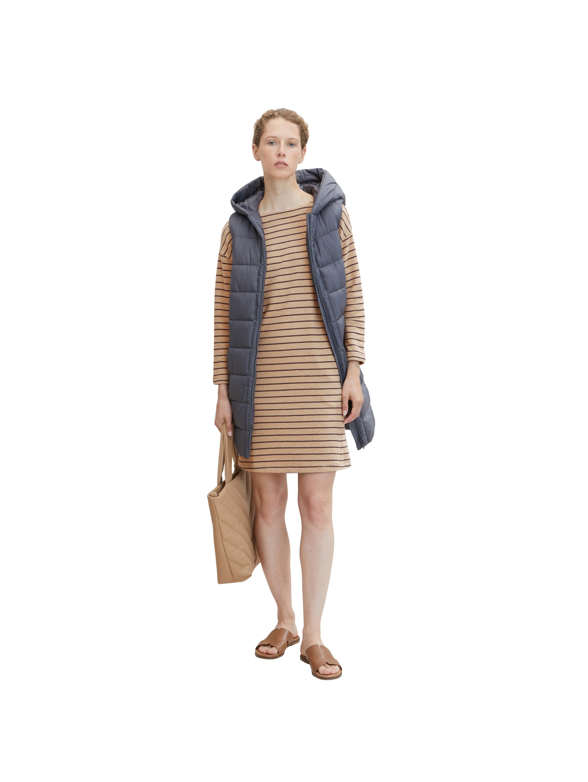 Beige Anthracite Stripe Dress Tom Tailor
