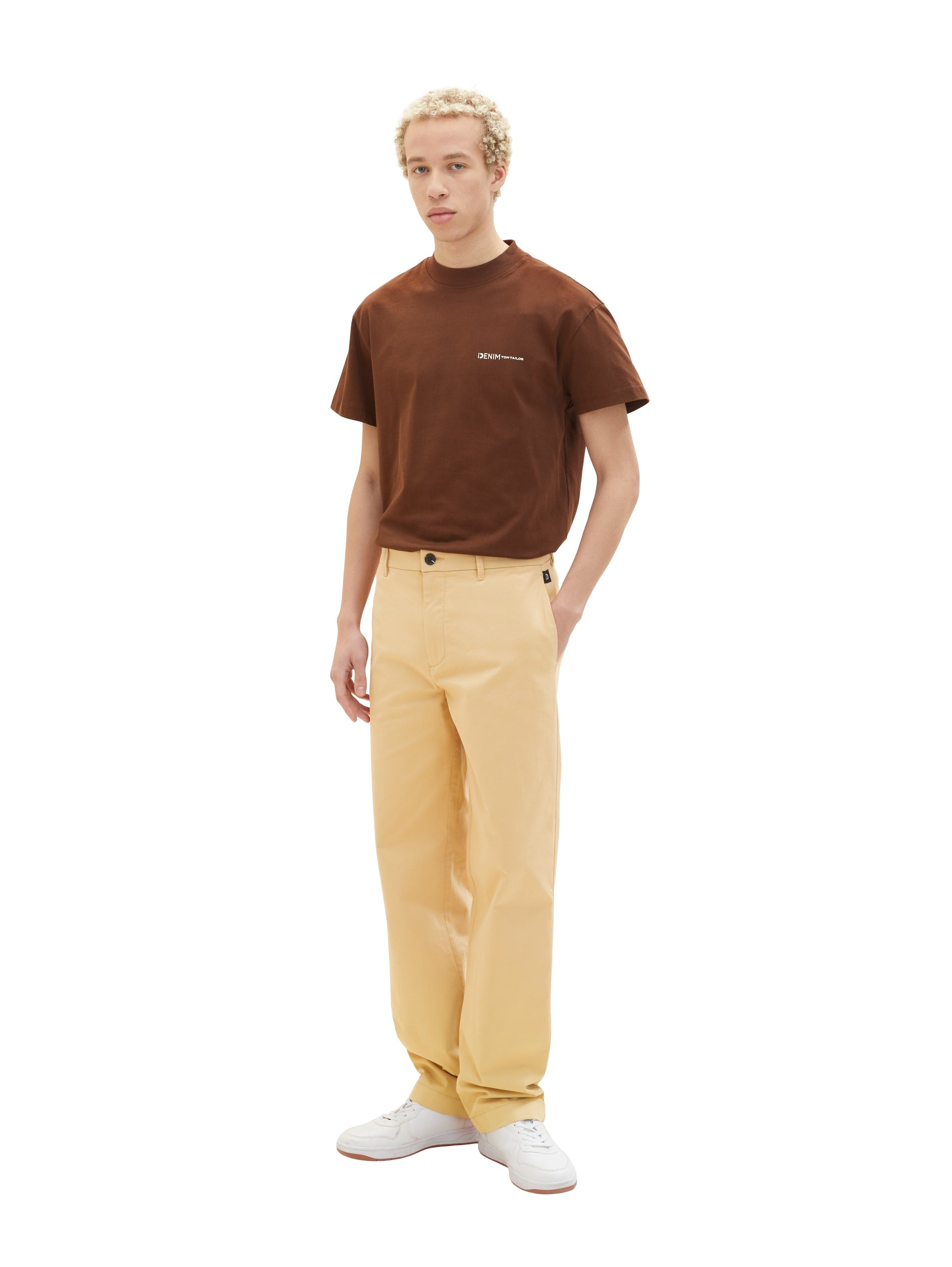 Beige Loose Fit Chino Trousers - BEVAVA