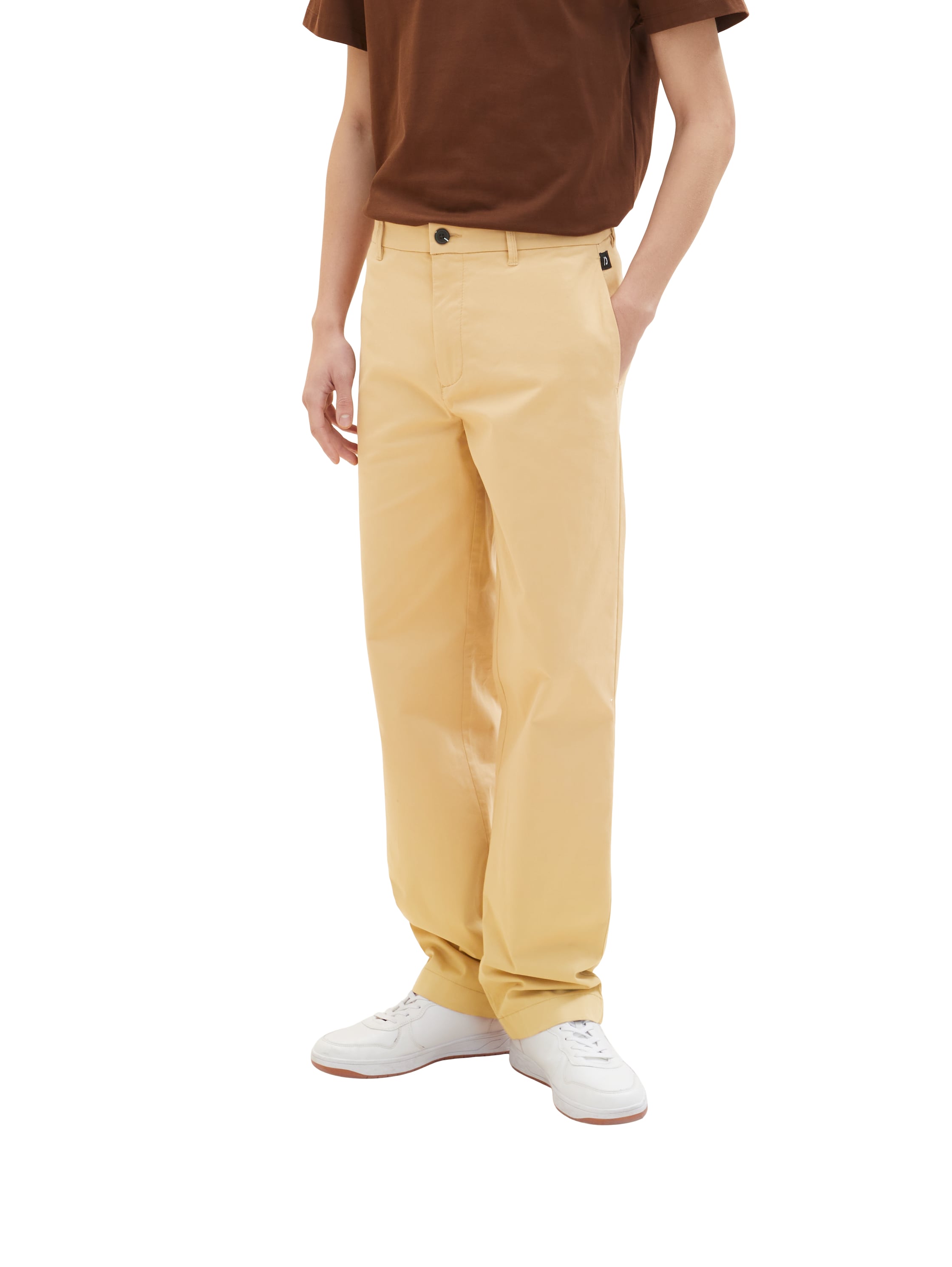 Beige Loose Fit Chino Trousers - BEVAVA
