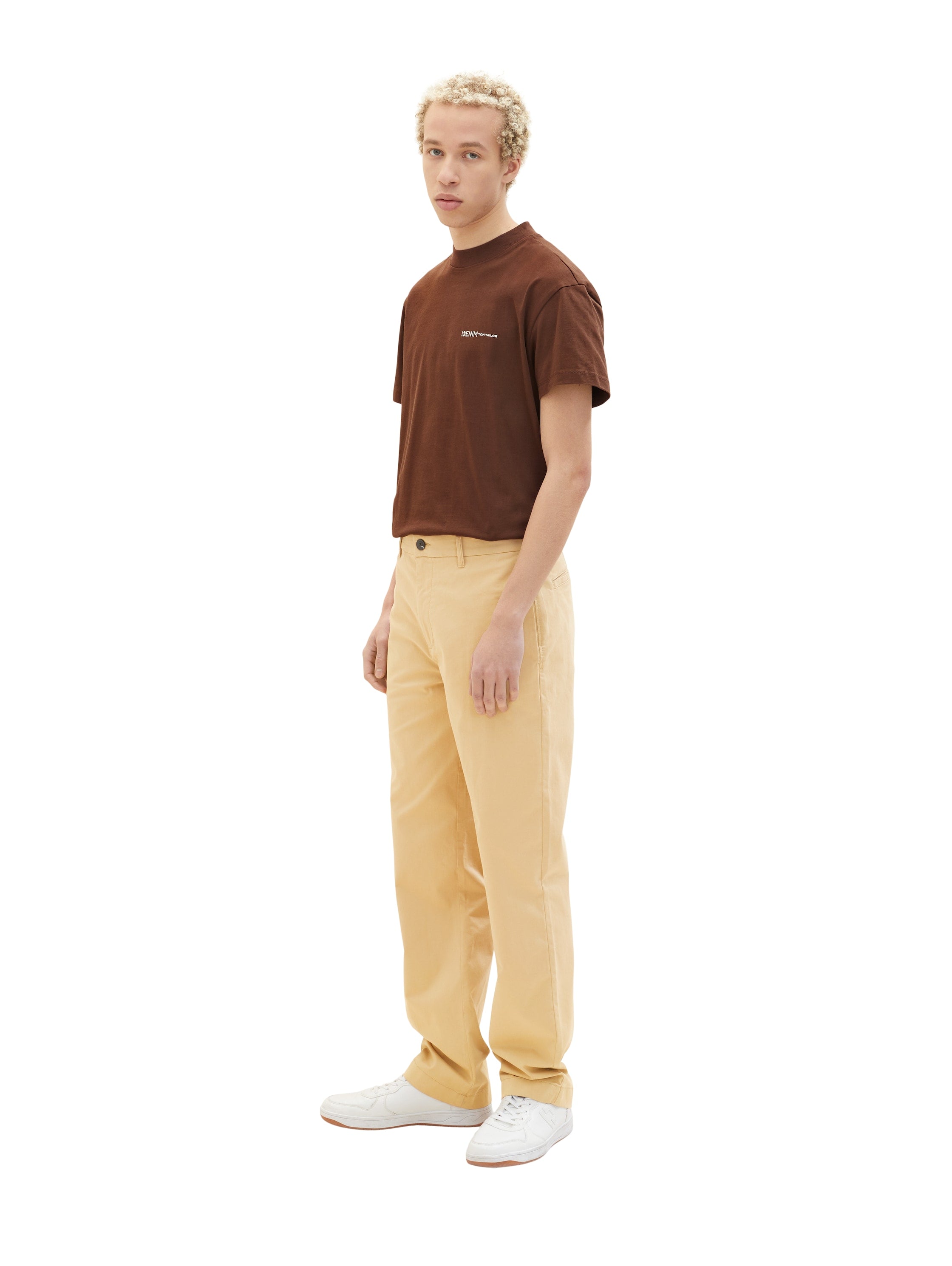 Beige Loose Fit Chino Trousers - BEVAVA