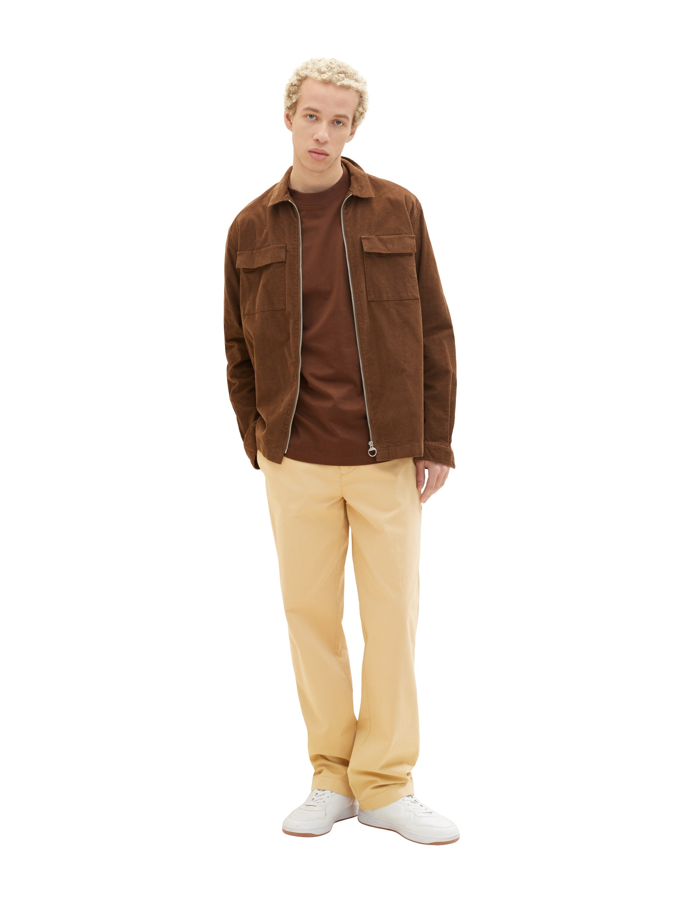 Beige Loose Fit Chino Trousers - BEVAVA