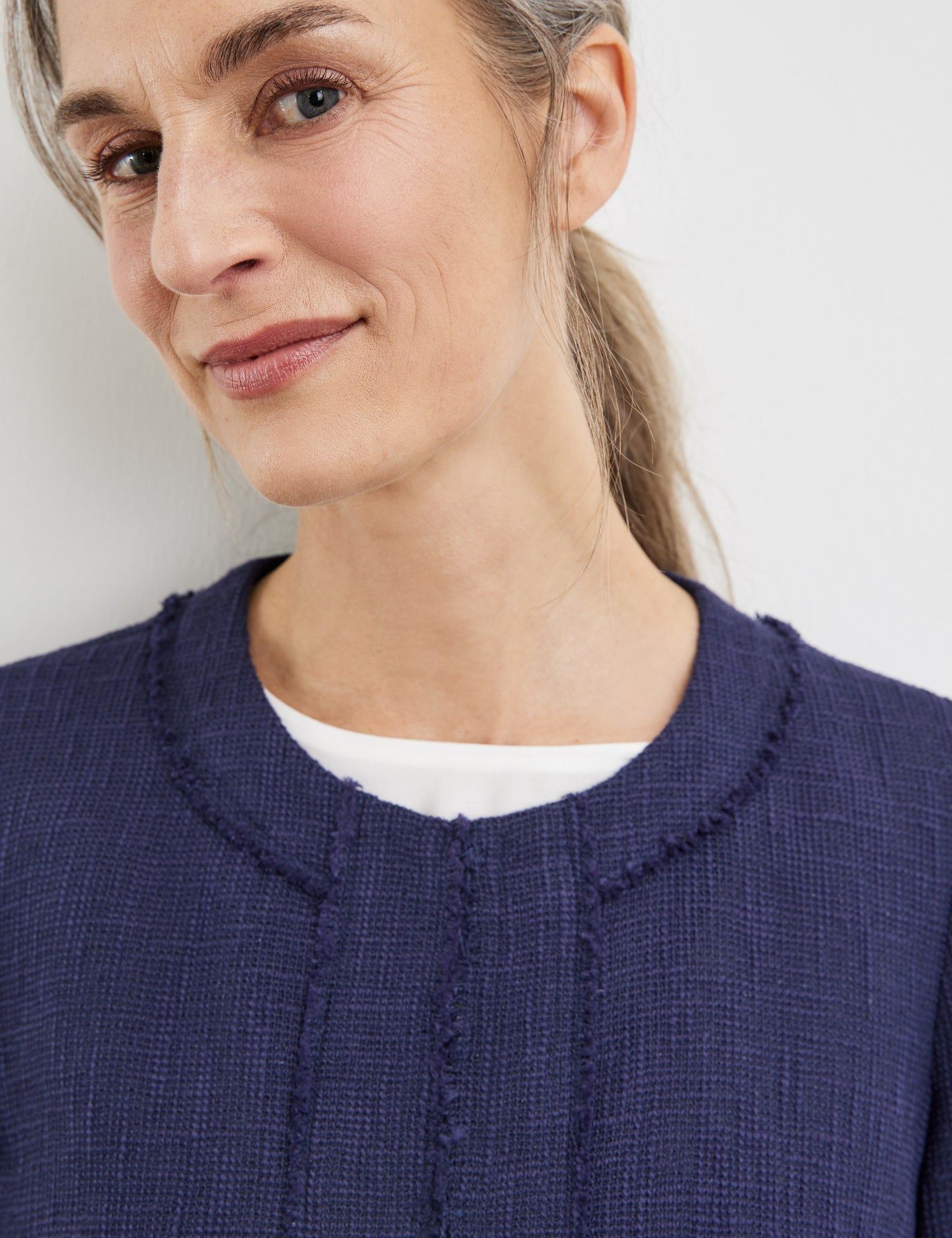 Blazer Jacket With Fringed Edges