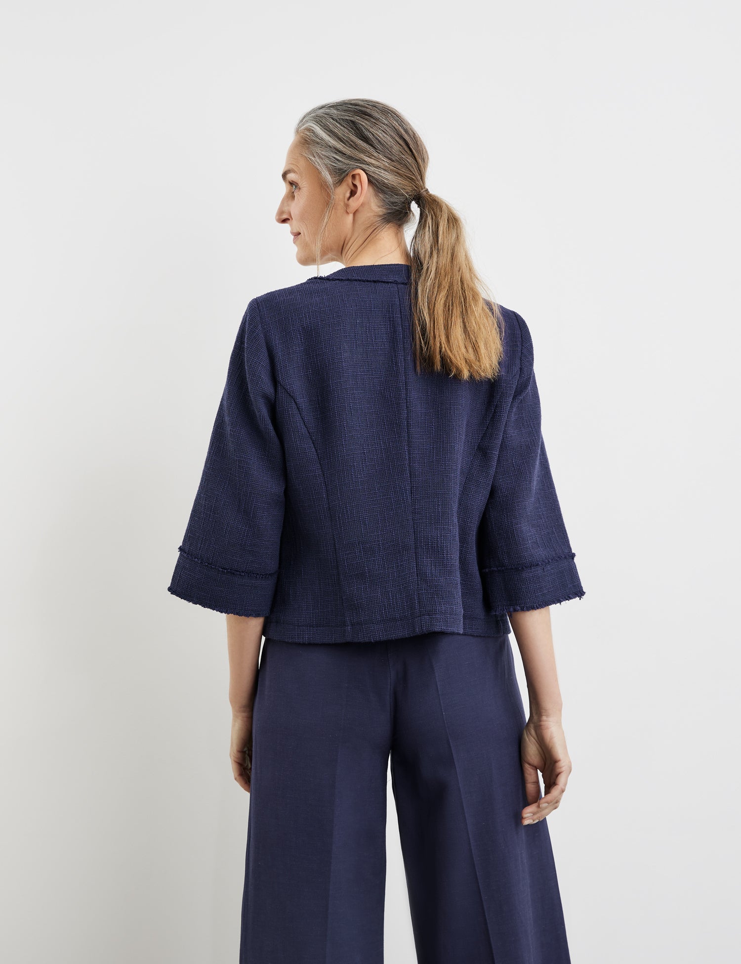 Blazer Jacket With Fringed Edges