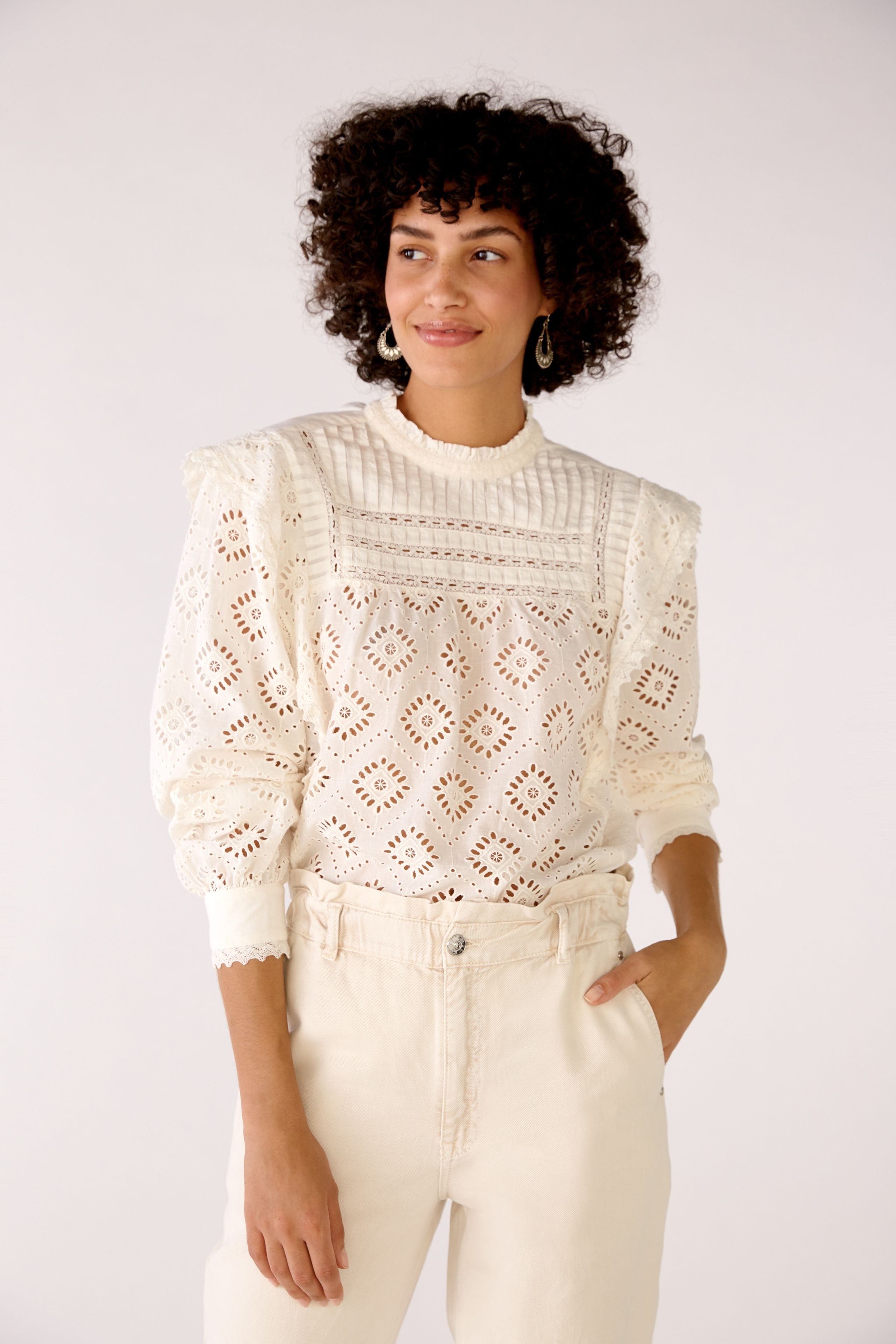 Blouse In Cotton With Perforated Embroidery - BEVAVA