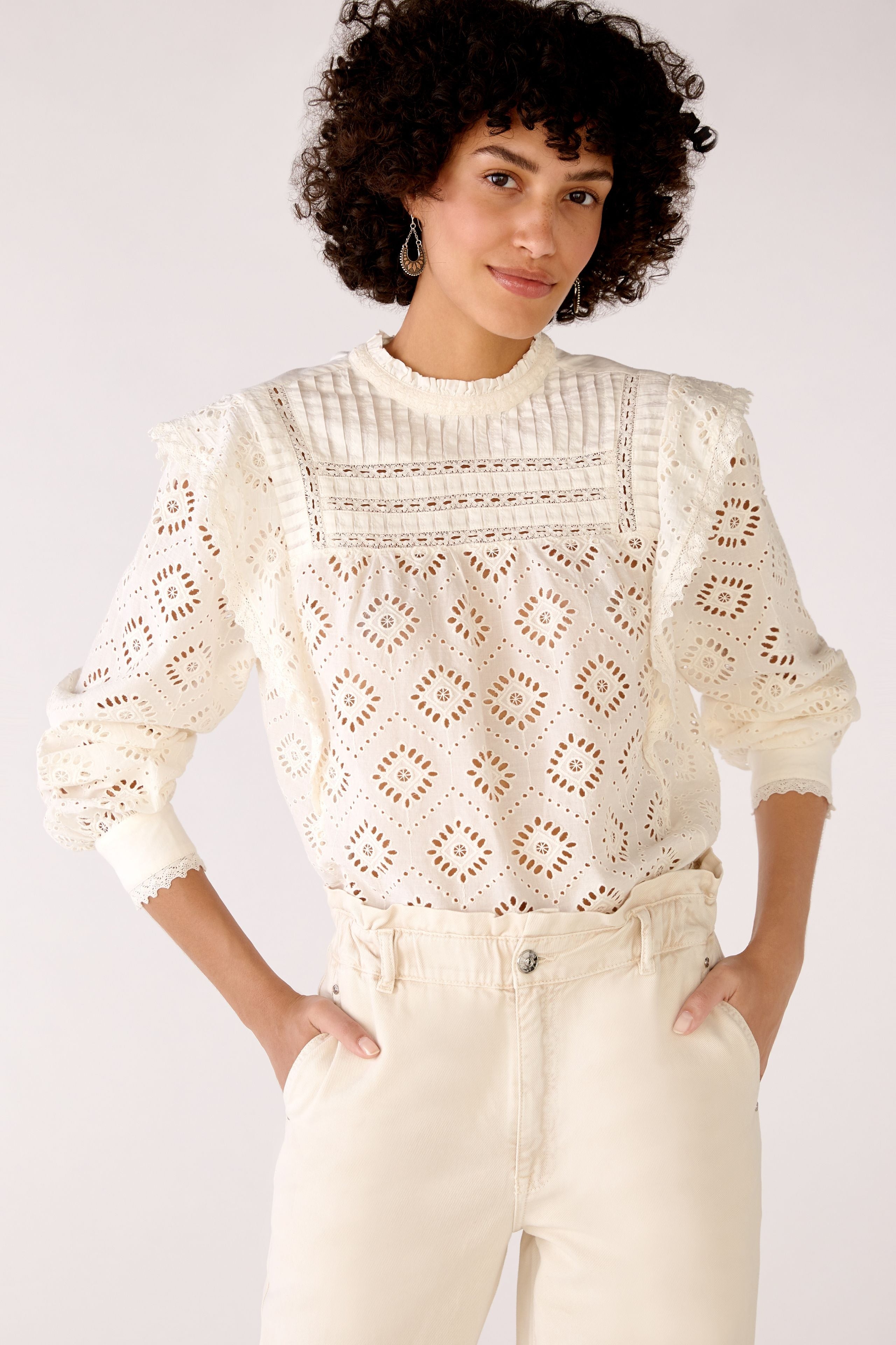 Blouse In Cotton With Perforated Embroidery - BEVAVA