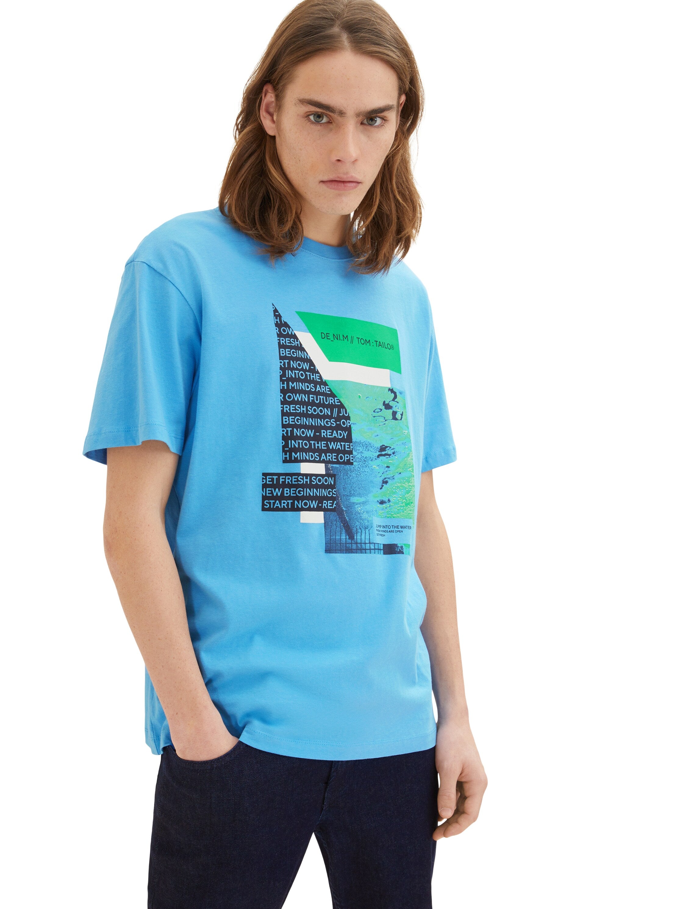 Blue Short Sleeve Graphic T-Shirt - BEVAVA