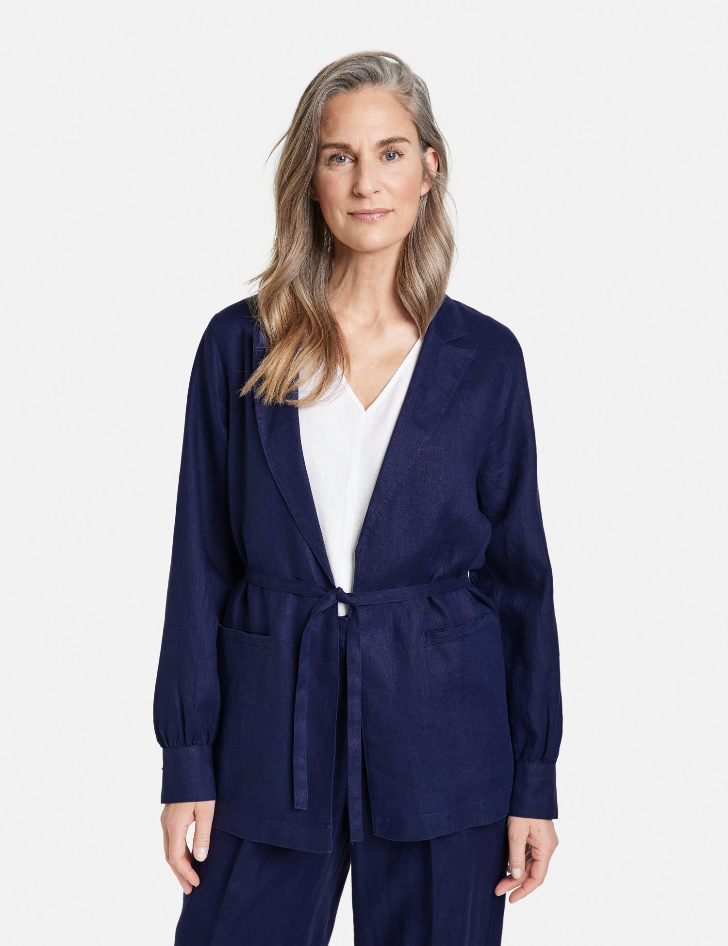 Casual Linen Blazer With A Waistband