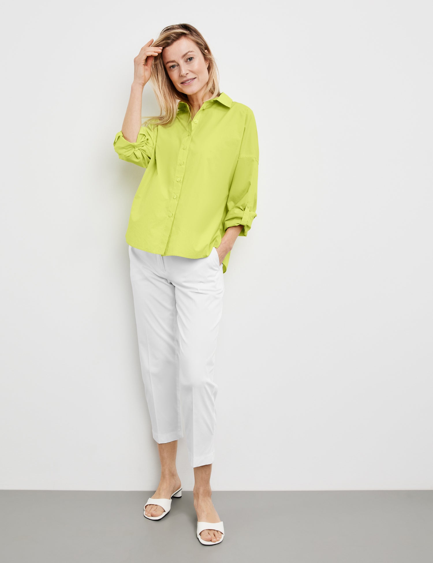 Cotton Blouse With Sleeve Straps